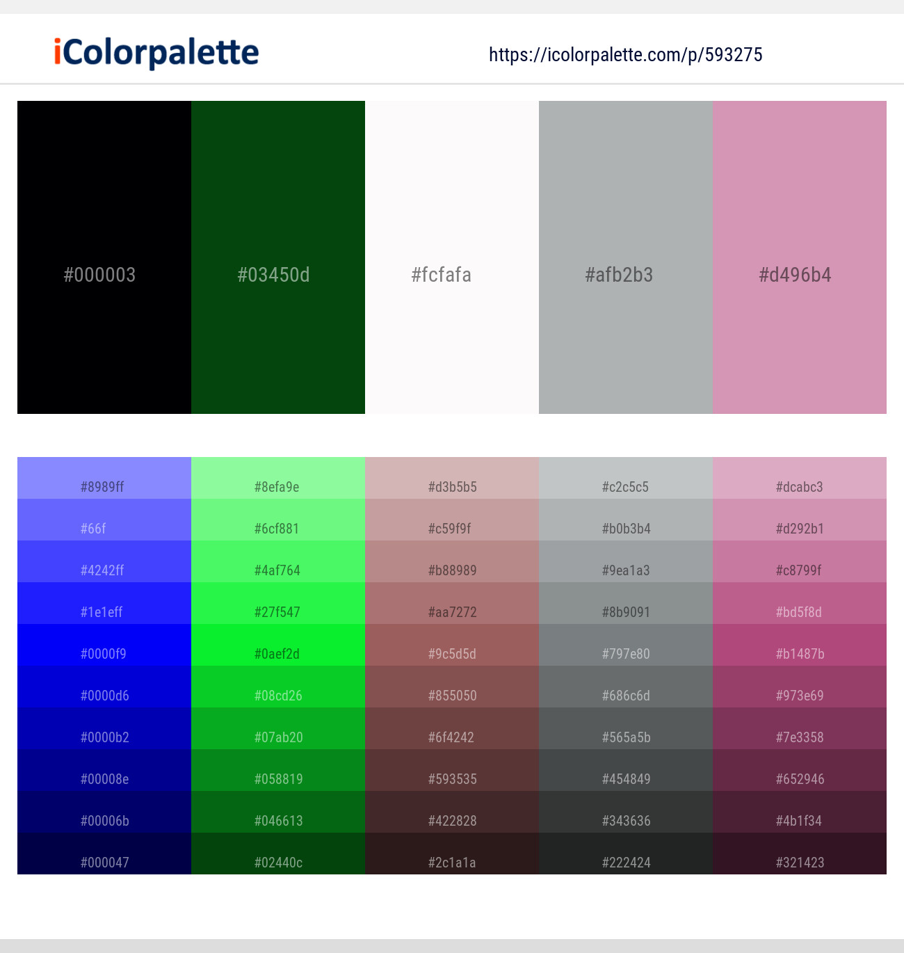 Black Russian – Crusoe – Hint of Red – Hit Gray – Viola Color scheme