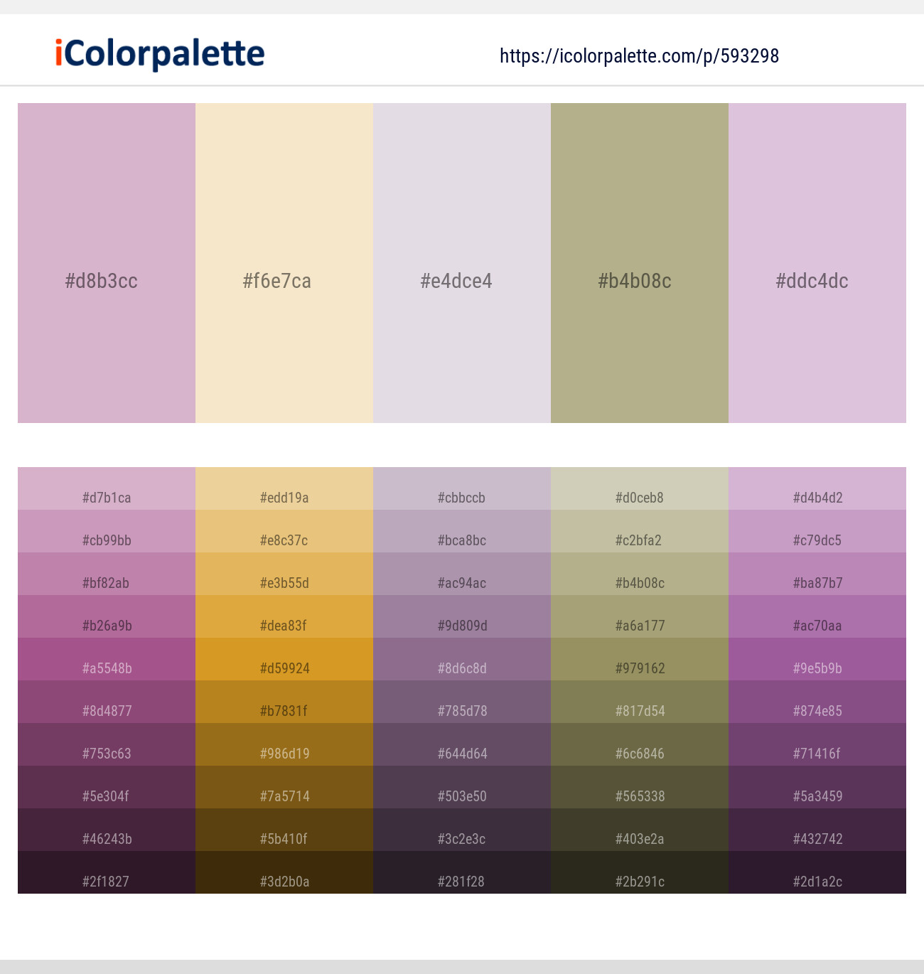 Melanie – Albescent White – Lola – Taupe Gray – Thistle Color scheme
