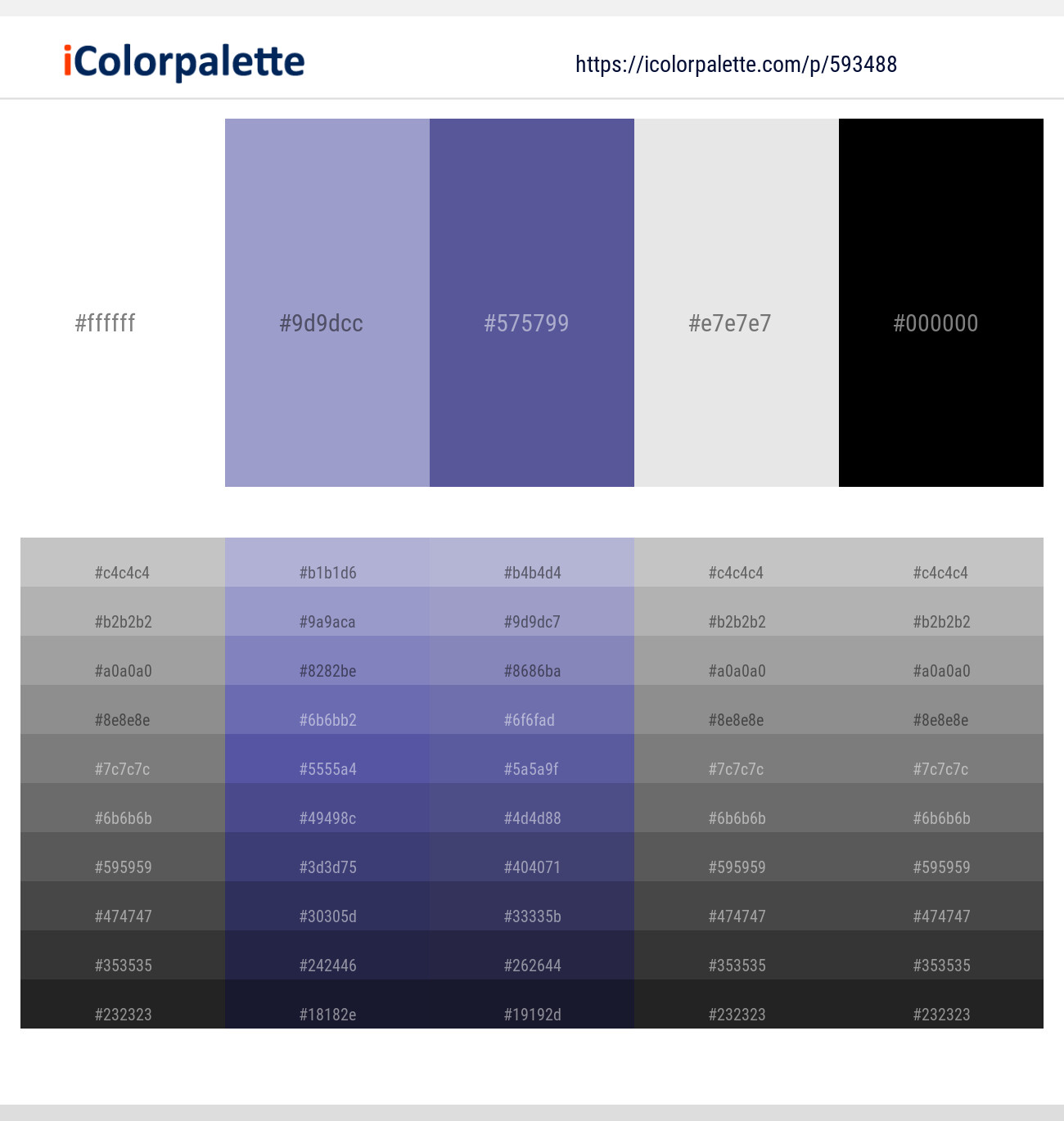 White – Blue Bell – Scampi – Mercury – Black Color scheme