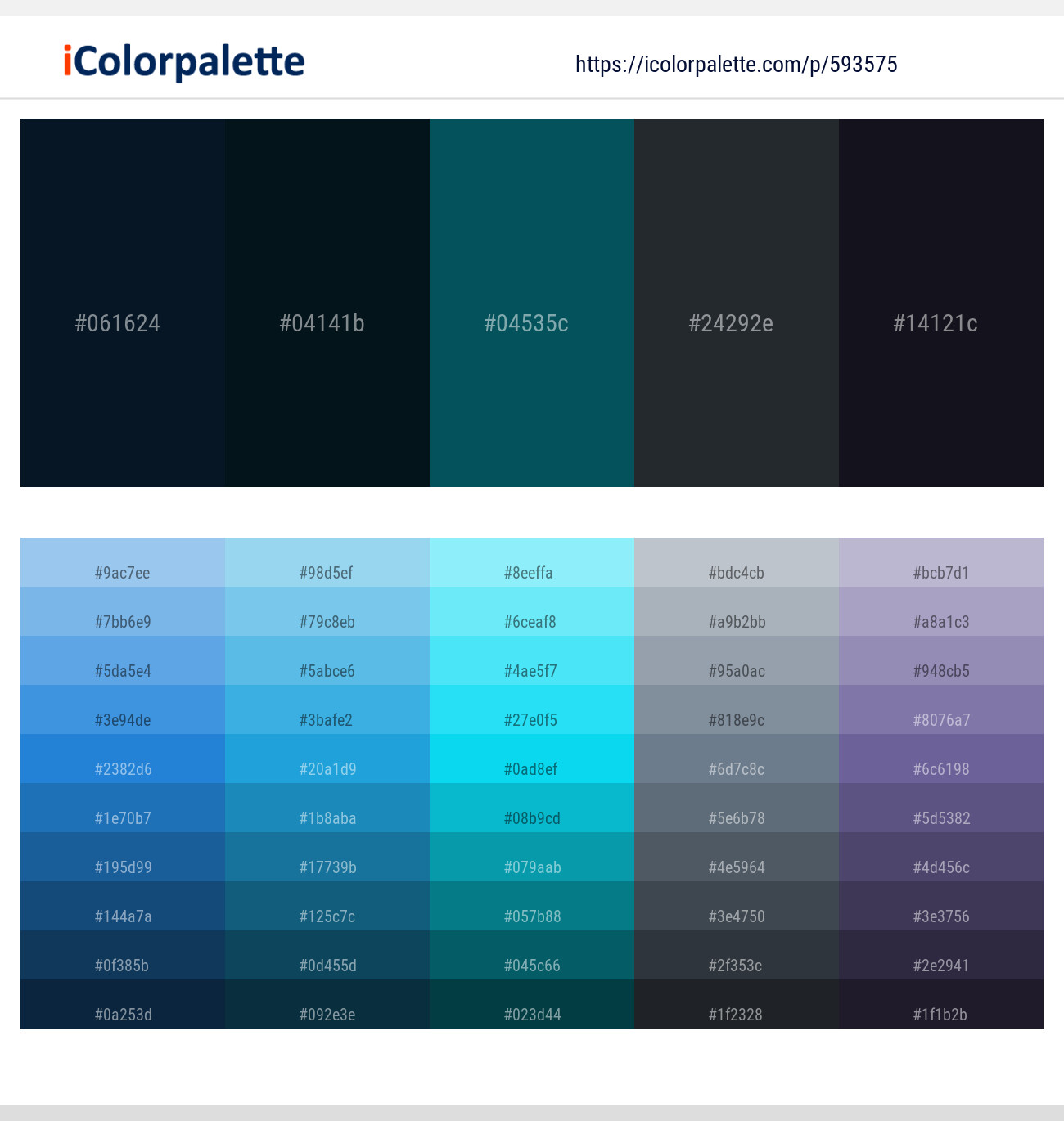Black Pearl – Black Pearl – Teal Blue – Shark – Cinder Color scheme