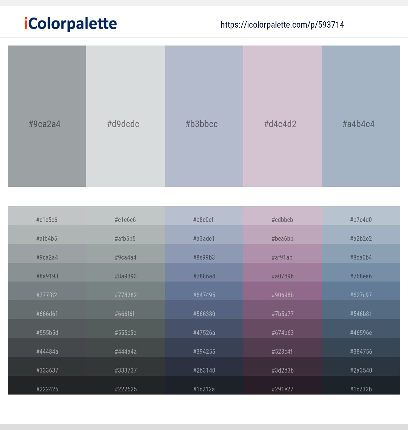 Gray Chateau – Iron – Heather – Maverick – Cadet Blue Color scheme