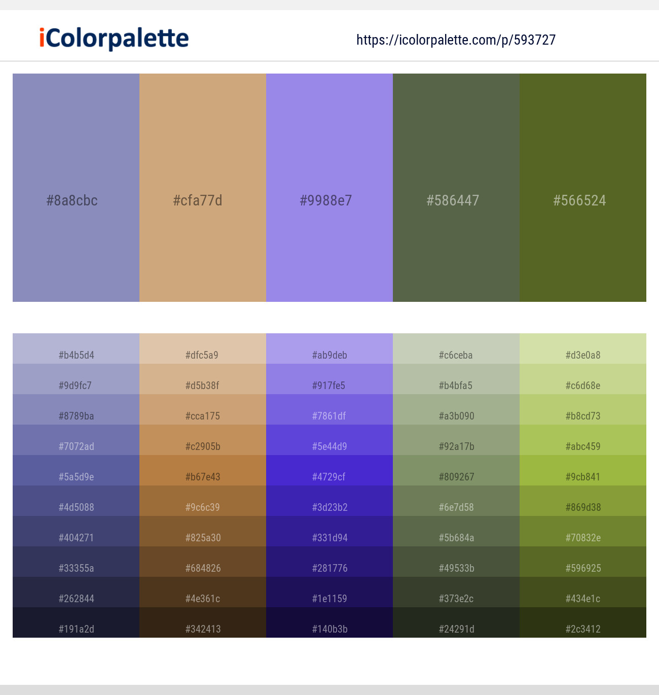 Wild Blue Yonder – Tan – Dull Lavender – Finch – Fern Frond Color scheme