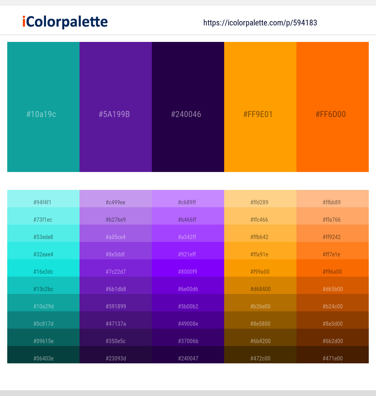 Blue Chill – Daisy Bush – Tolopea – Orange Peel – Blaze Orange Color scheme
