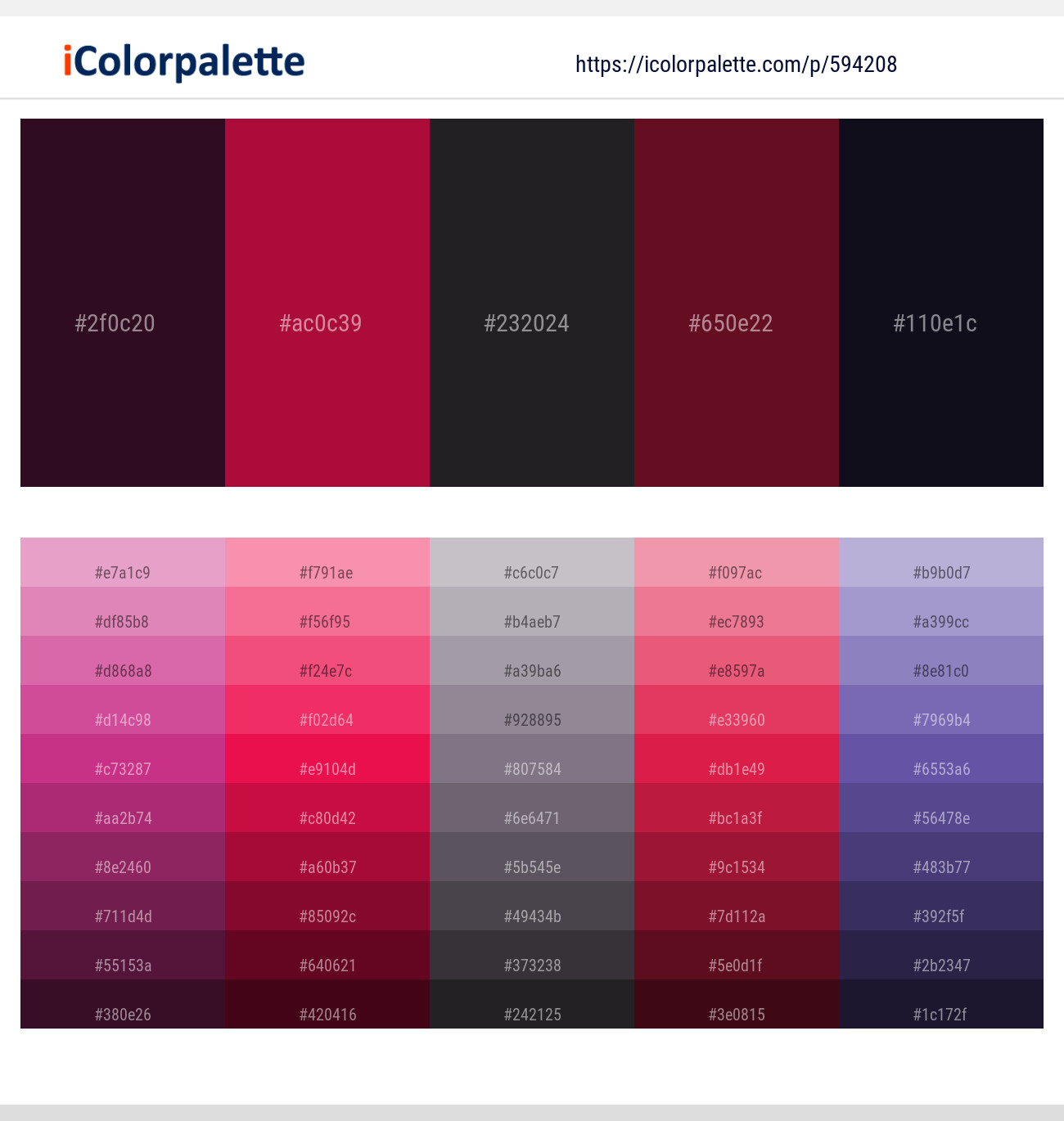 Melanzane – Shiraz – Bastille – Maroon Oak – Cinder Color scheme