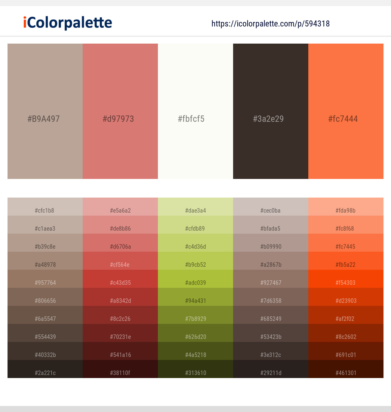 594318Thatch – Japonica – Bianca – Taupe – Burning Orange Color scheme