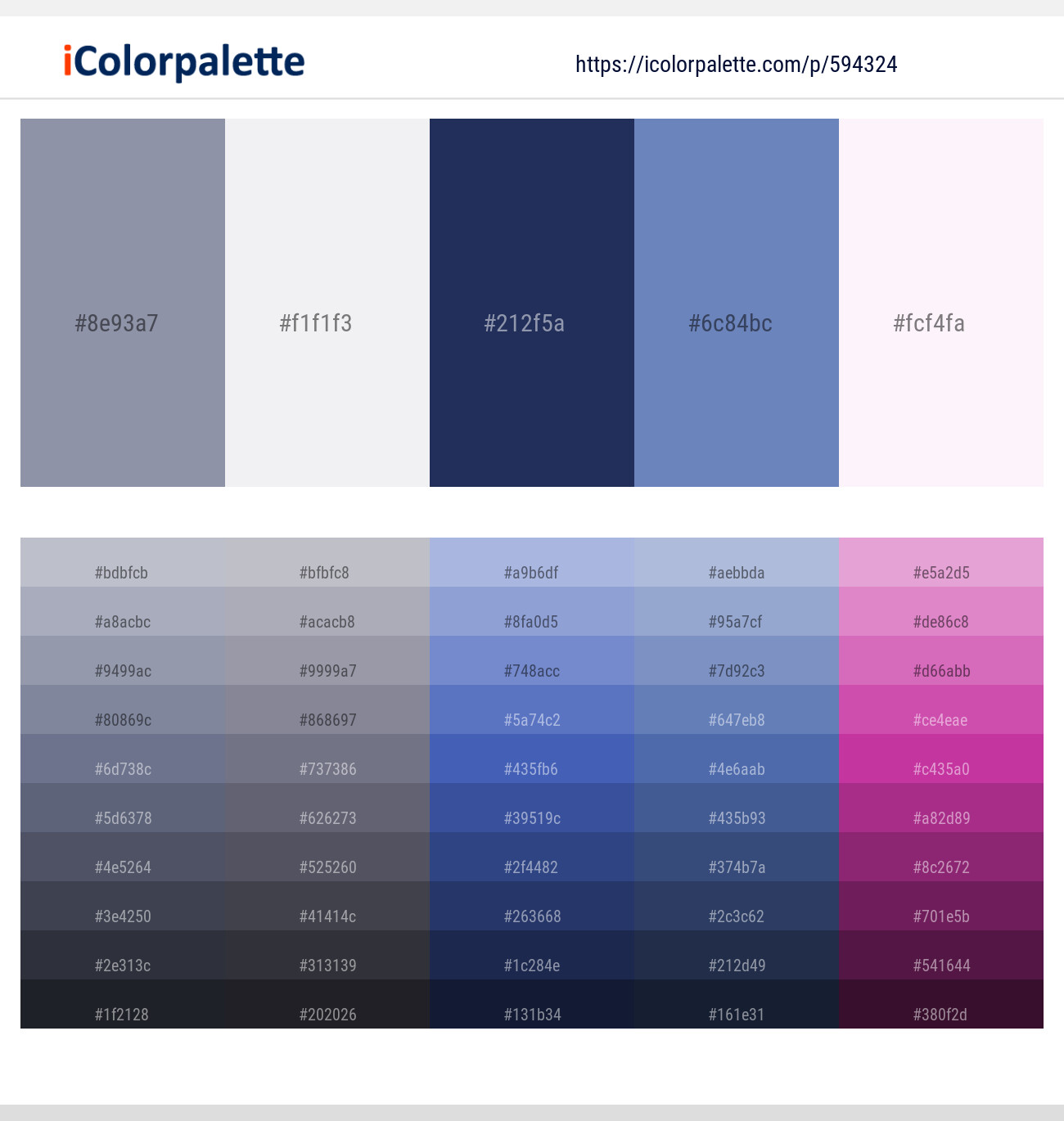 Manatee – Athens Gray – Cloud Burst – Ship Cove – Underage Pink Color scheme