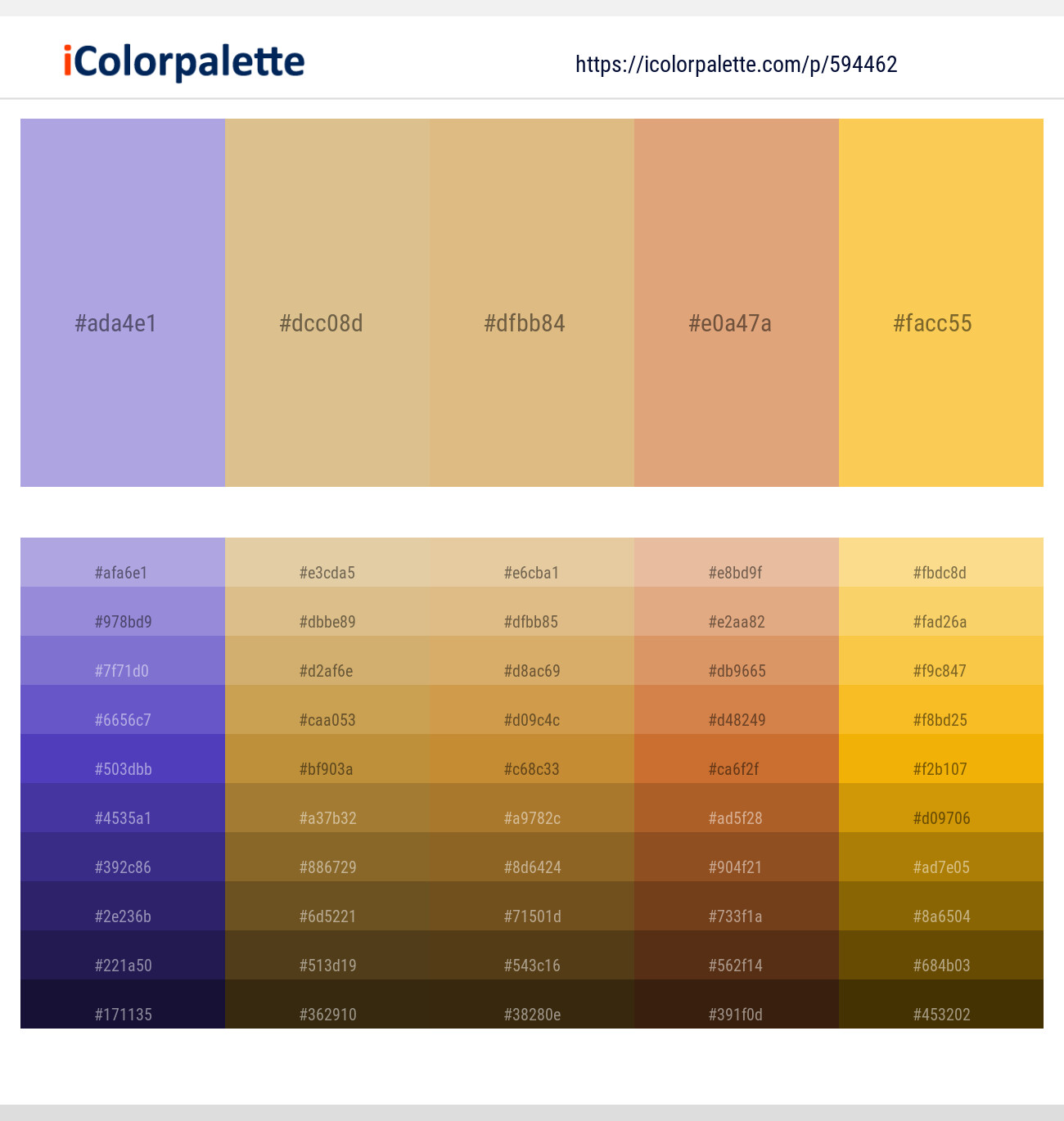 Cold Purple – Brandy – Gold Sand – Tumbleweed – Golden Tainoi Color scheme