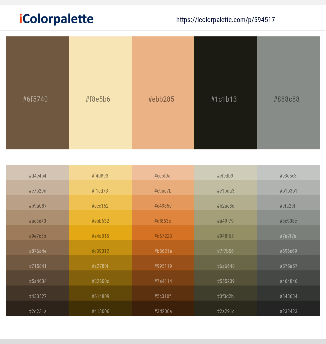 594517Tobacco Brown – Dairy Cream – Tacao – Rangoon Green – Stack Color scheme