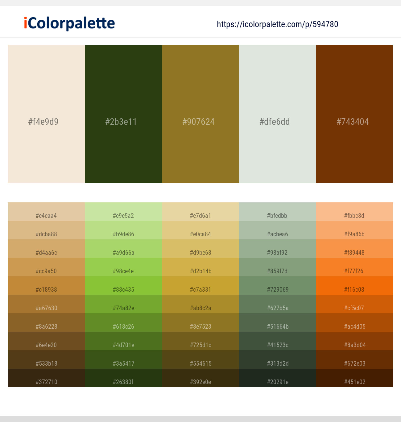 Albescent White – Turtle Green – Hacienda – Gray Nurse – Red Beech Color scheme