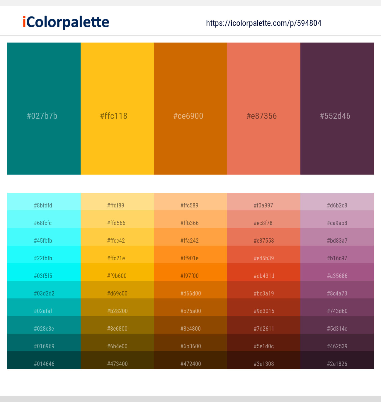 Teal – Lightning Yellow – Indochine – Burnt Sienna – Finn Color scheme