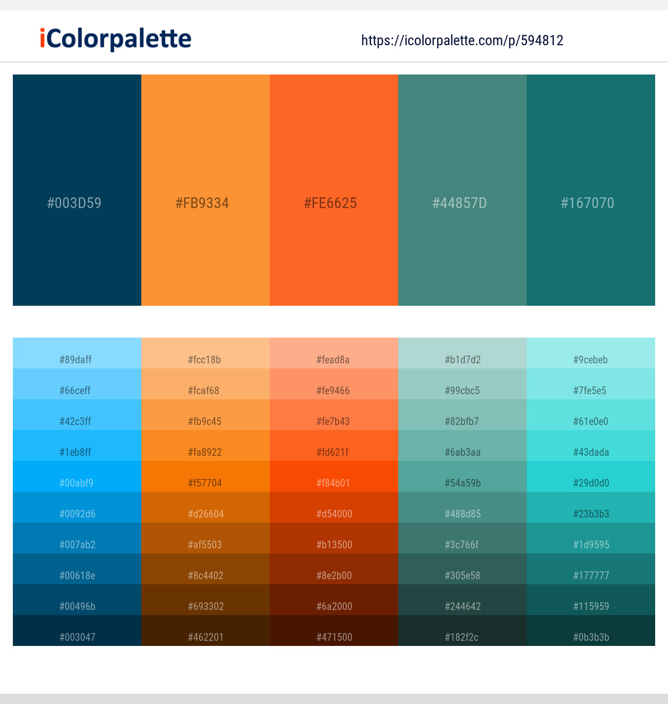 Astronaut Blue – Neon Carrot – Orange – Faded Jade – Genoa Color scheme