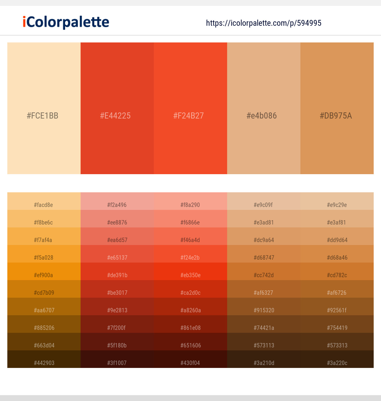 Dairy Cream – Cinnabar – Pomegranate – Tumbleweed – Di Serria Color scheme