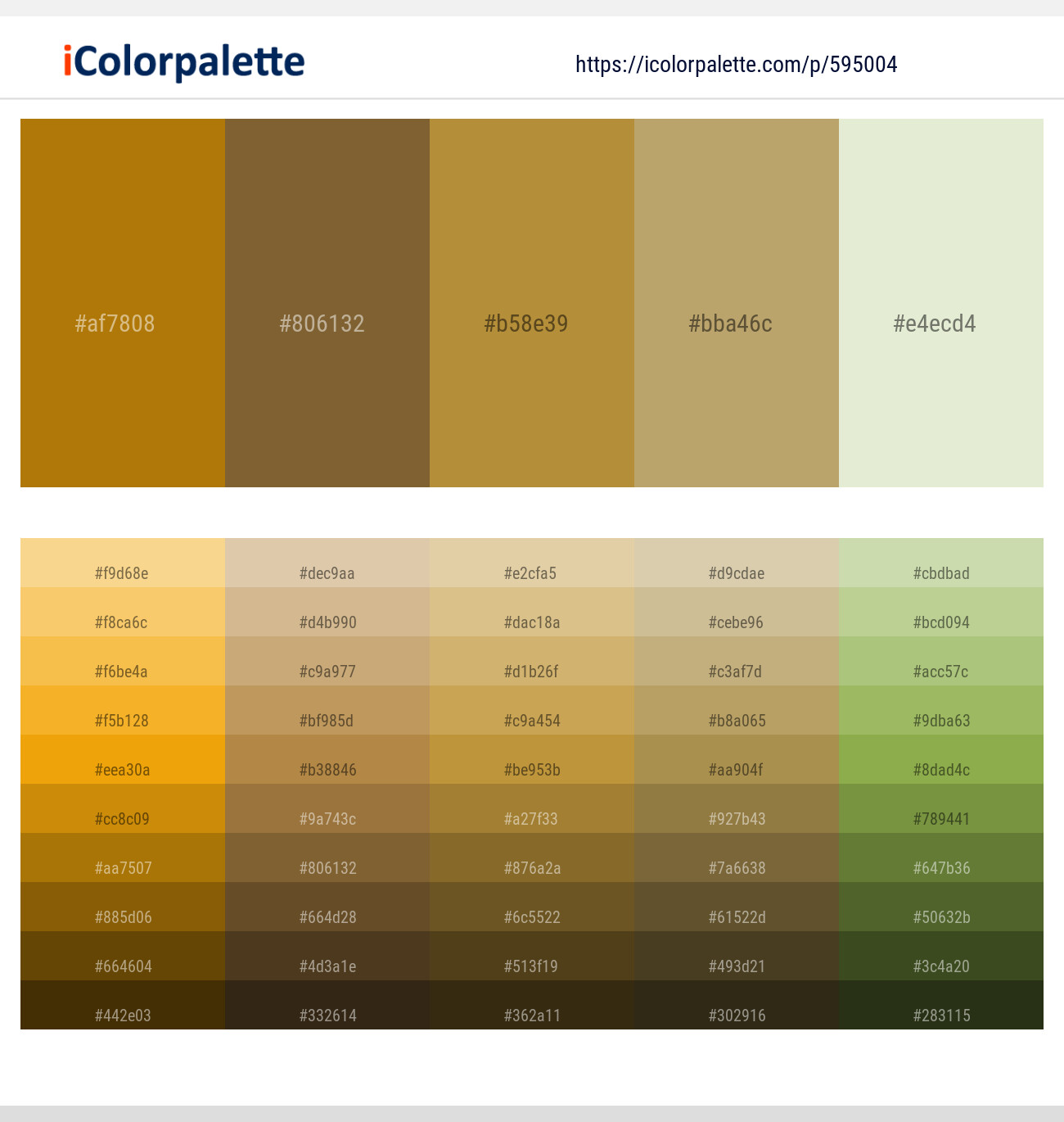 Hot Toddy – Yellow Metal – Alpine – Husk – Kidnapper Color scheme
