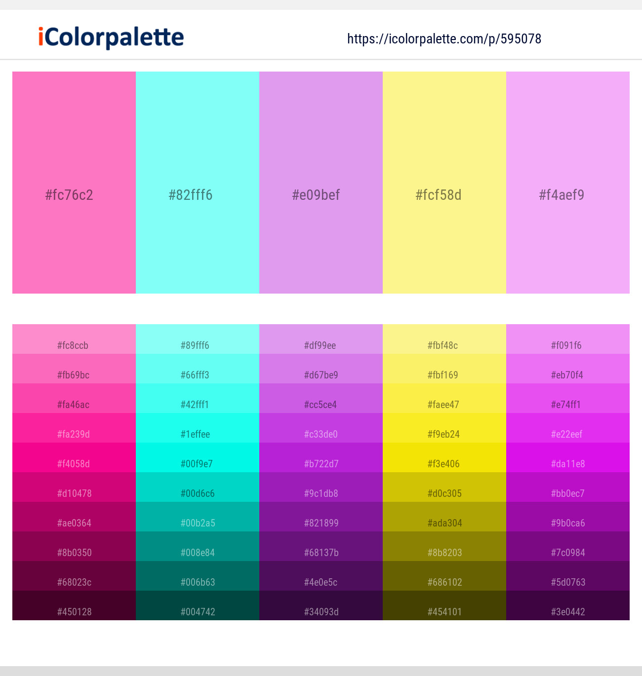 Persian Pink – Aquamarine – Lavender Magenta – Sweet Corn – Lavender Rose Color scheme
