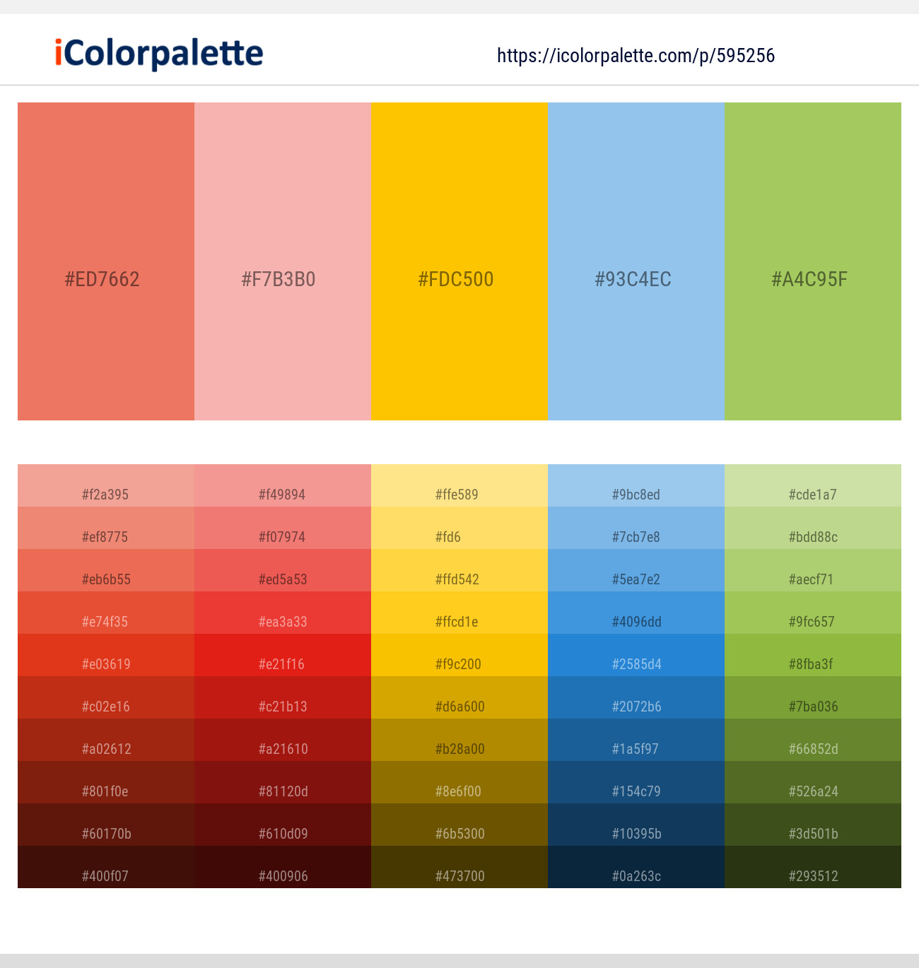 595256Terracotta – Rose Bud – Supernova – Cornflower – Celery Color scheme