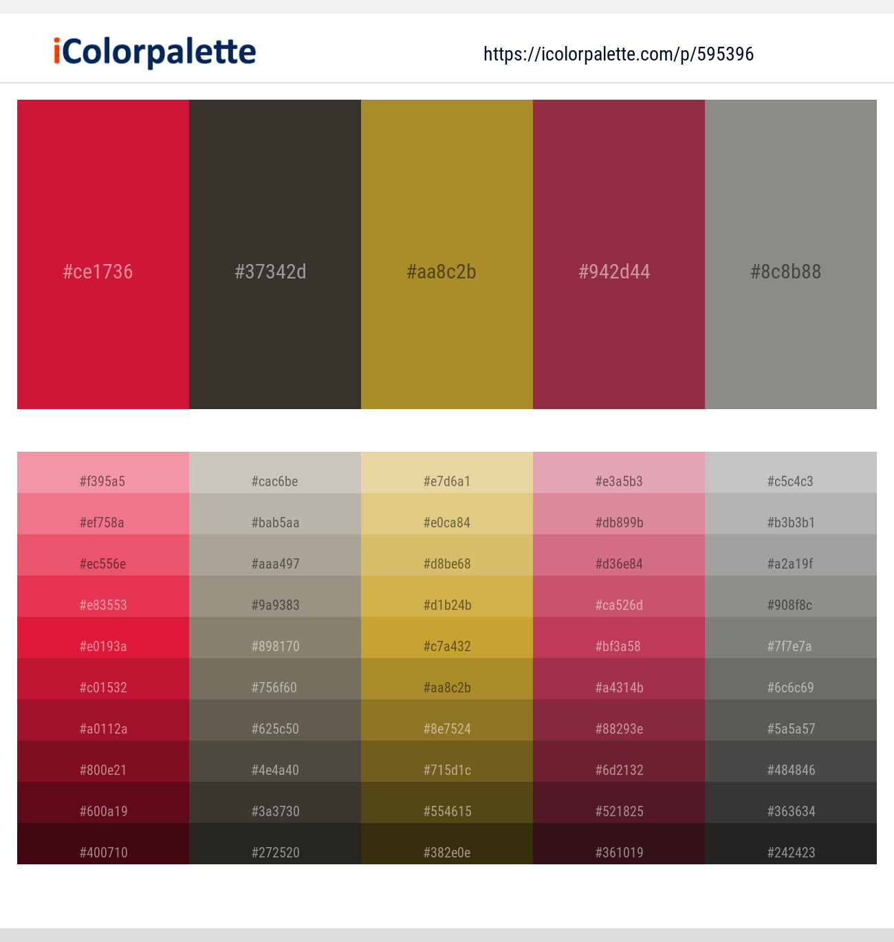 Cardinal – Tuatara – Luxor Gold – Solid Pink – Natural Gray Color scheme