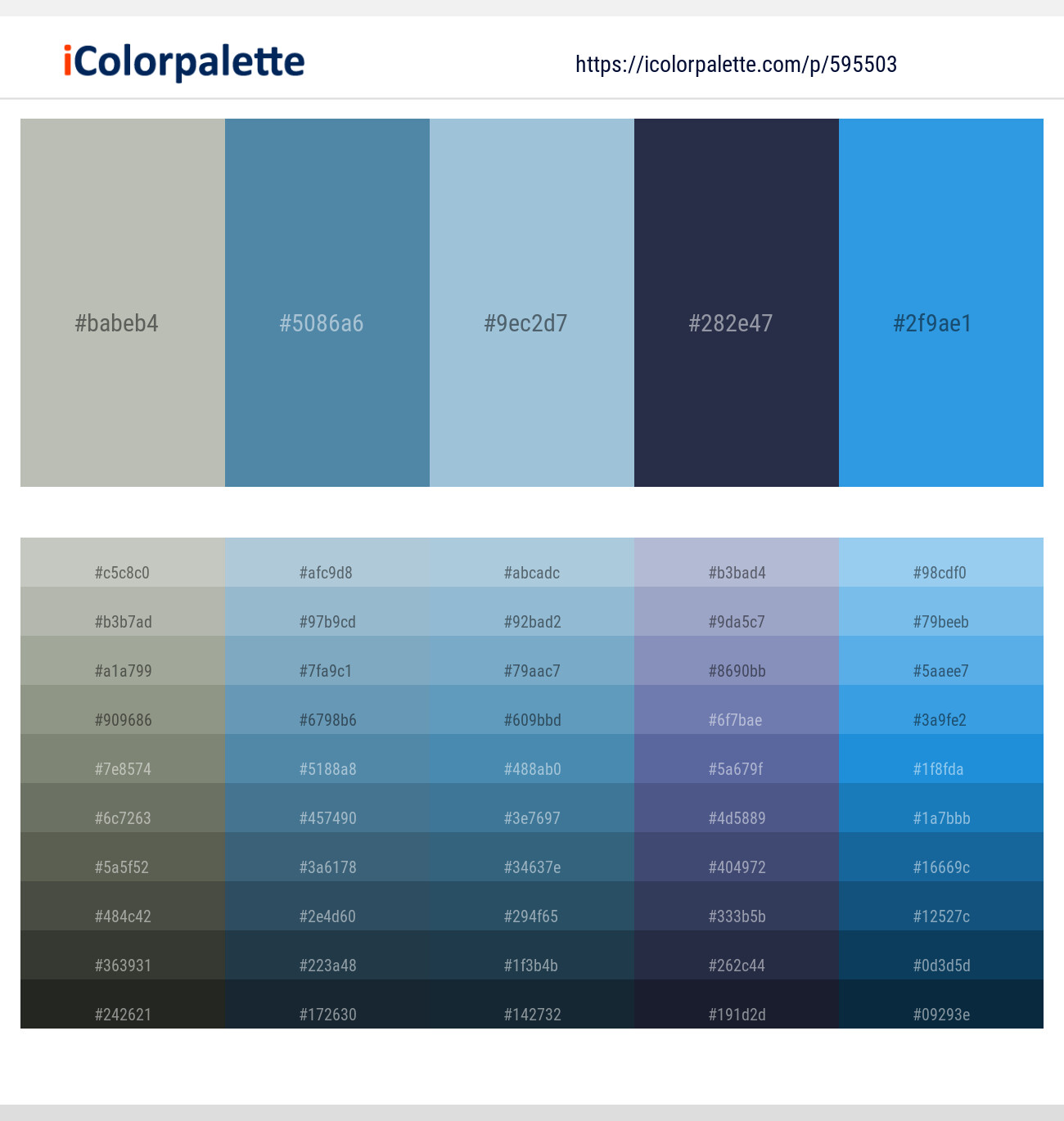 Green Spring – Wedgewood – Casper – Ebony Clay – Curious Blue Color scheme