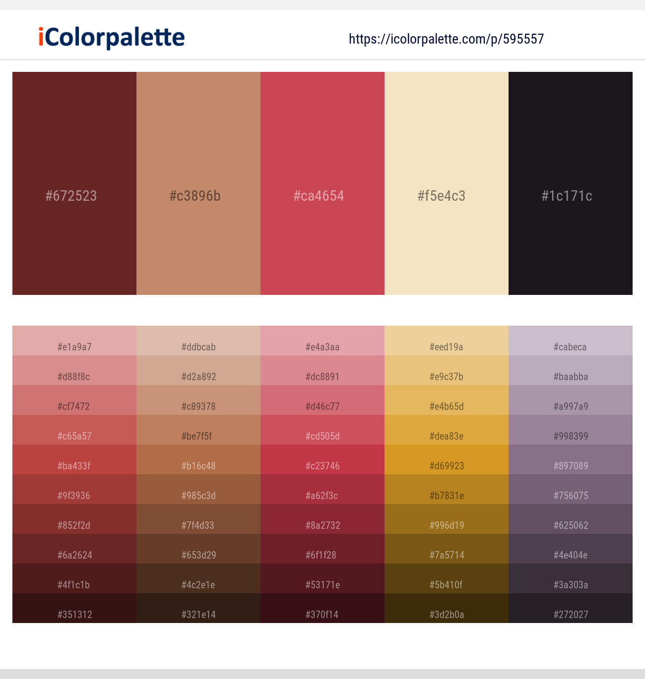 595557Metallic Copper – Antique Brass – Brick Red – Sidecar – Bleached Cedar Color scheme
