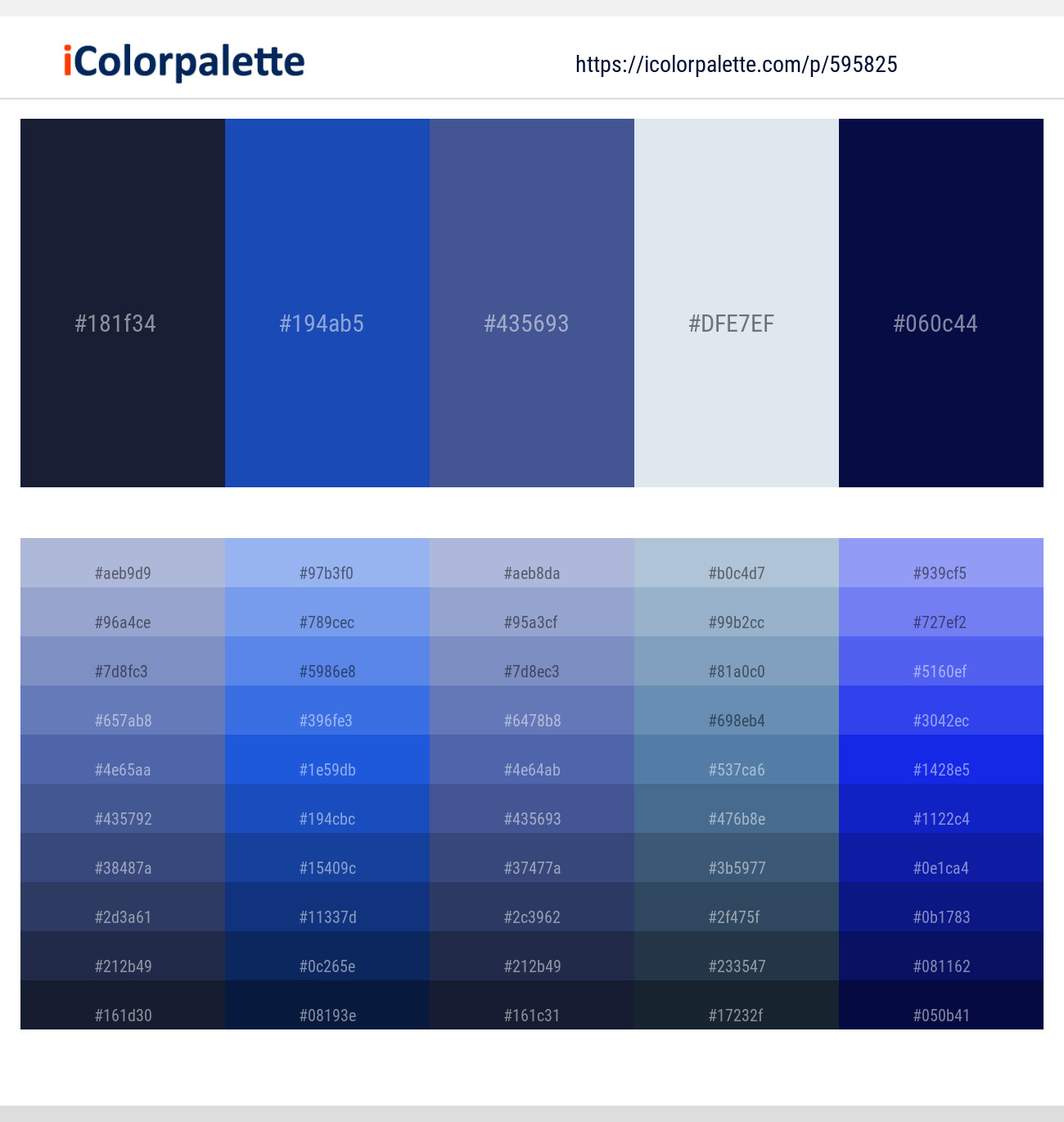 Mirage – Tory Blue – Chambray – Athens Gray – Deep Cove Color scheme