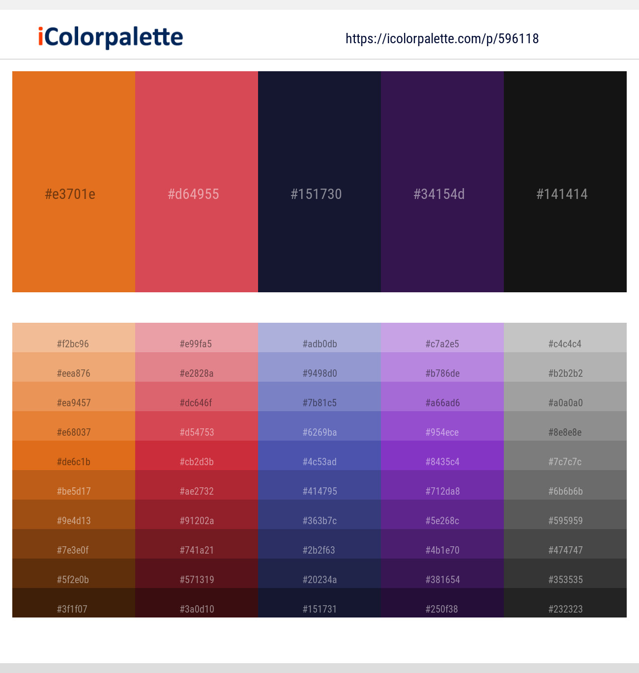 Tango – Mandy – Mirage – Grape – Cod Gray Color scheme