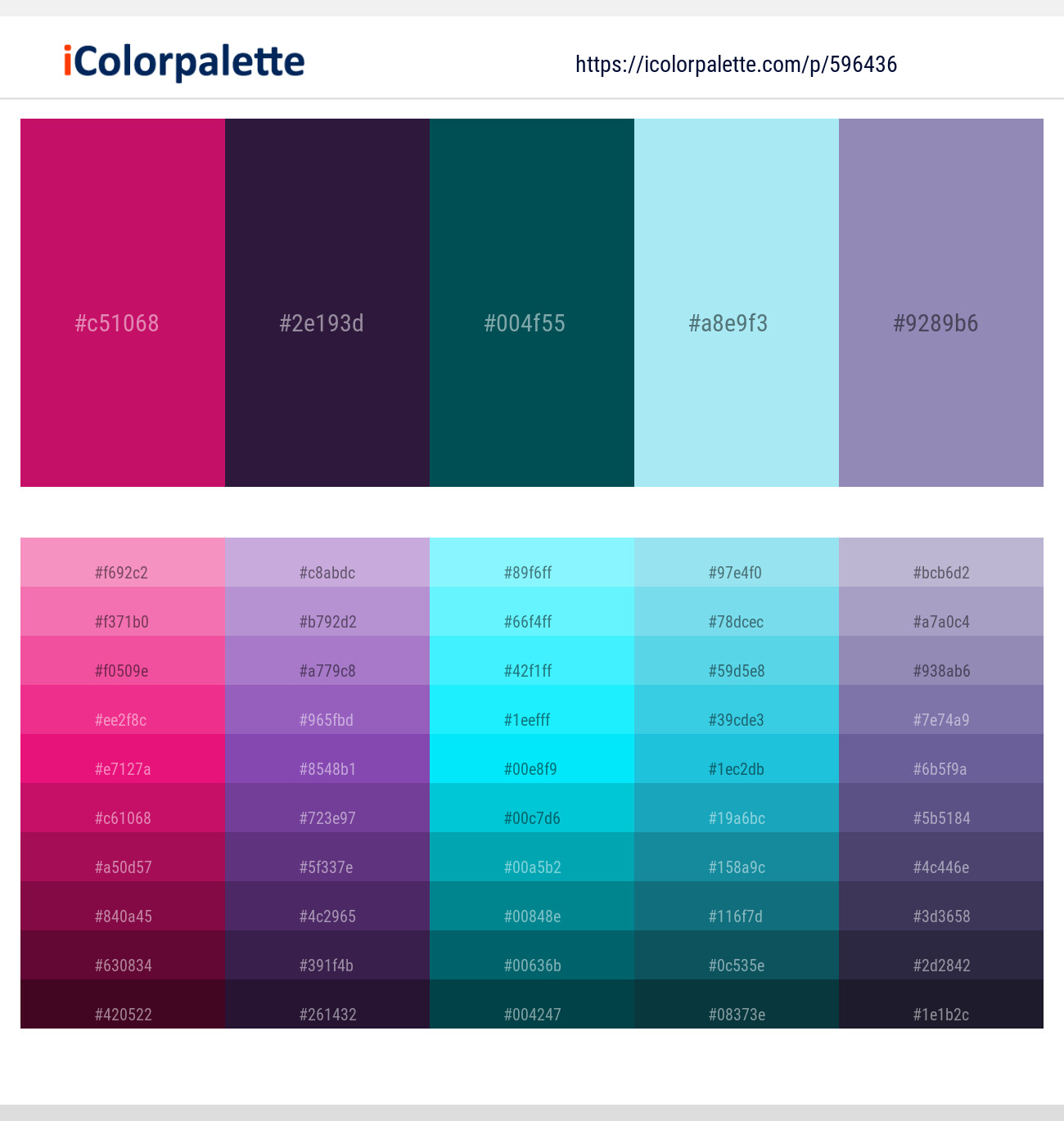 Red Violet – Revolver – Sherpa Blue – Blizzard Blue – Lavender Purple Color scheme