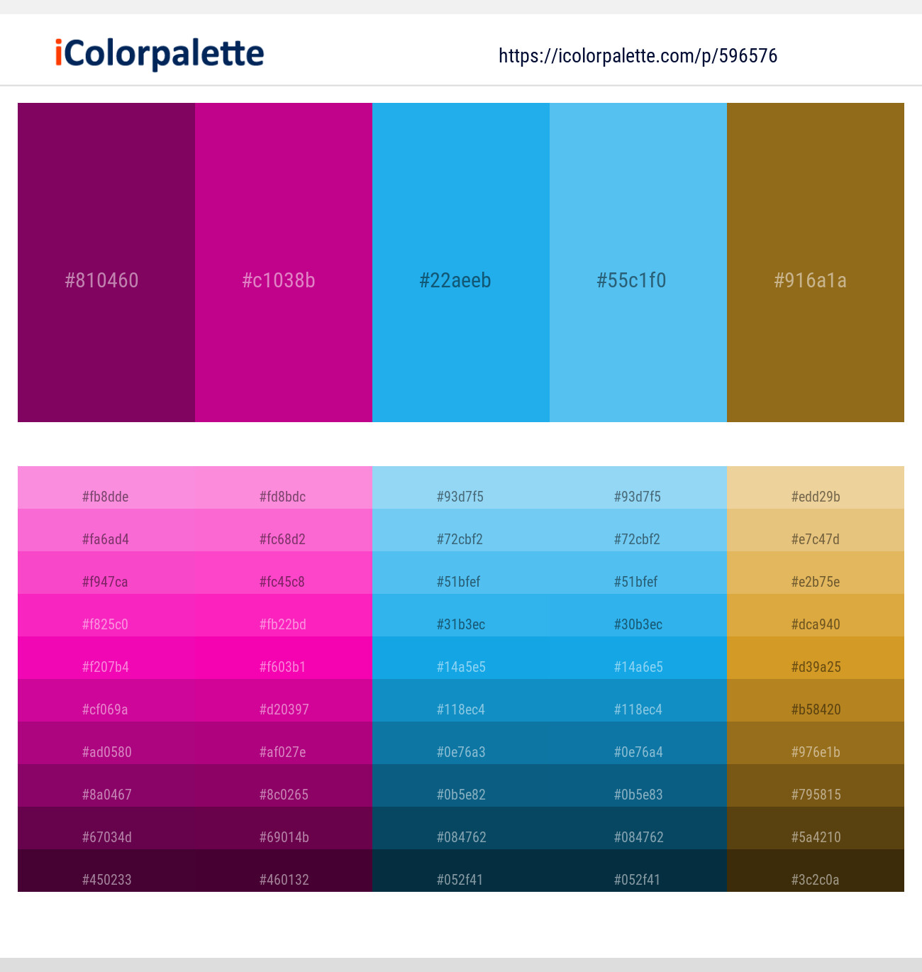 Cardinal Pink – Red Violet – Picton Blue – Picton Blue – Kumera Color scheme