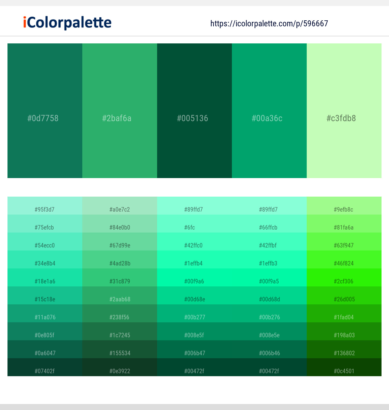 Watercourse – Ocean Green – Sherwood Green – Green Haze – Reef Color scheme