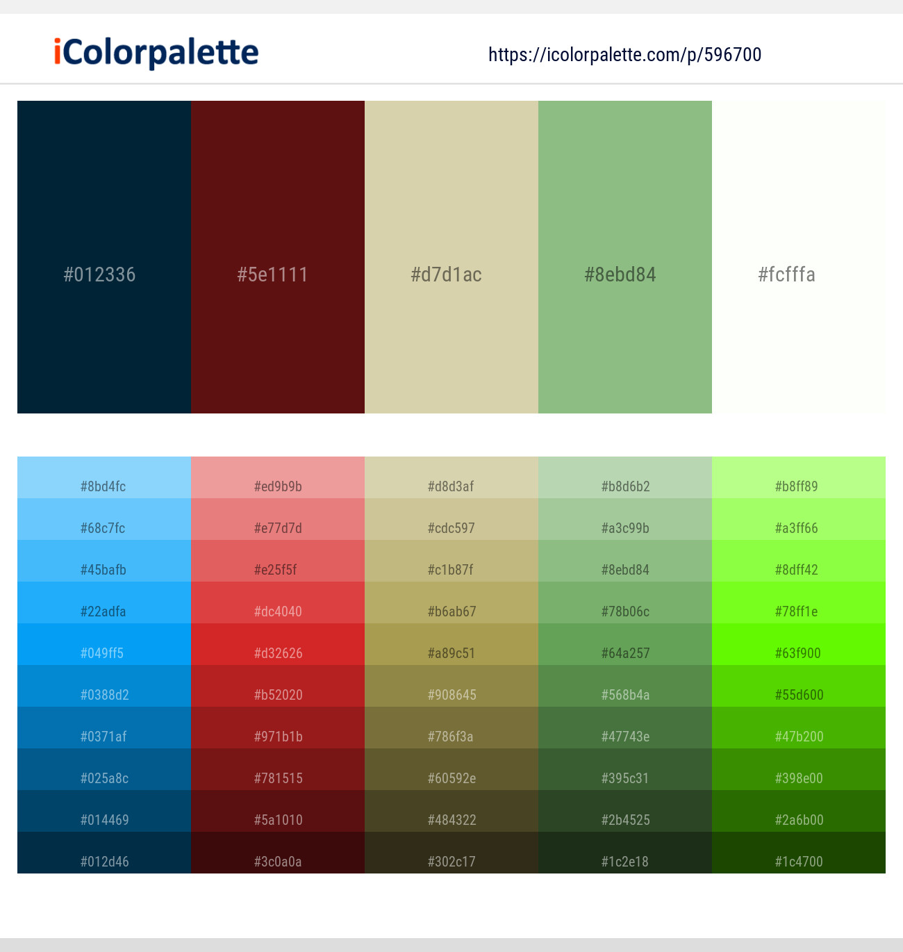 Daintree – Dark Tan – Chino – Olivine – Sugar Cane Color scheme