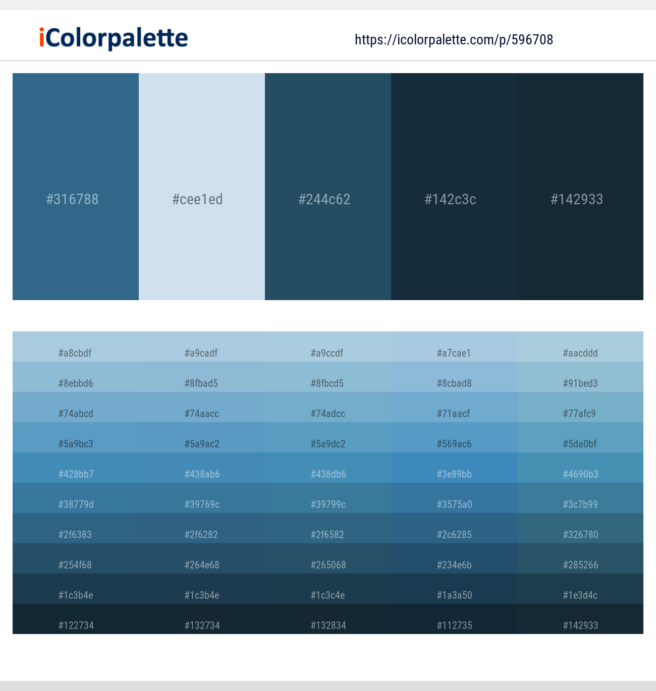 Calypso – Botticelli – Blue Dianne – Big Stone – Firefly Color scheme