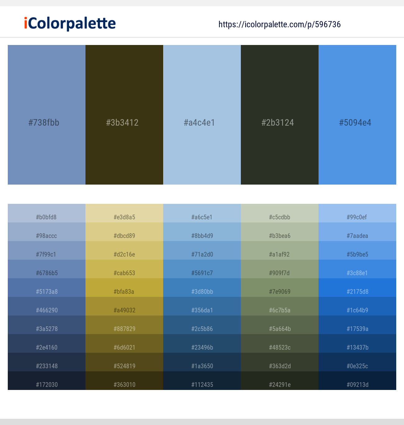 Ship Cove – Camouflage – Spindle – Log Cabin – Havelock Blue Color scheme