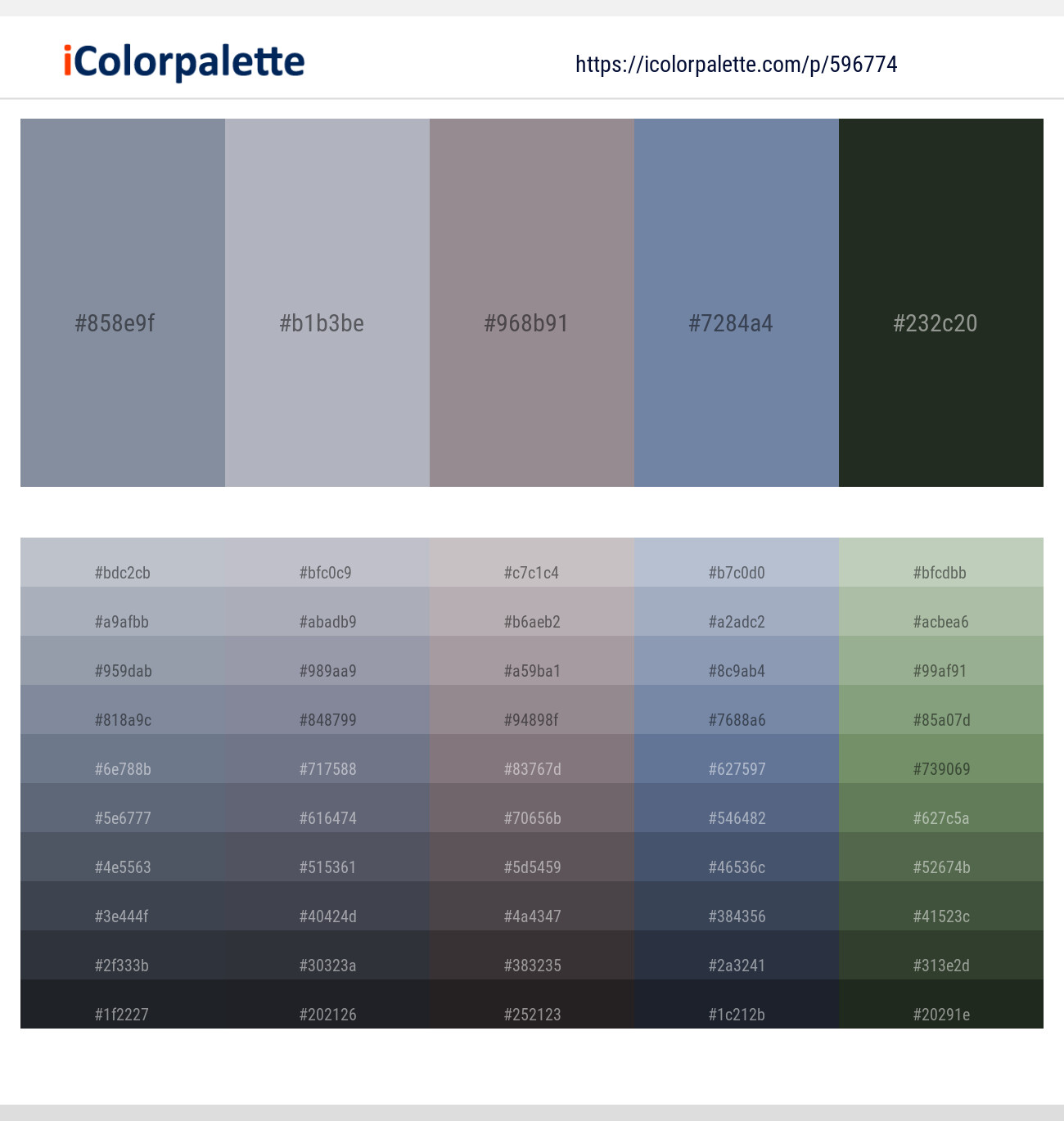 Regent Gray – Bombay – Mountbatten Pink – Lynch – Heavy Metal Color scheme