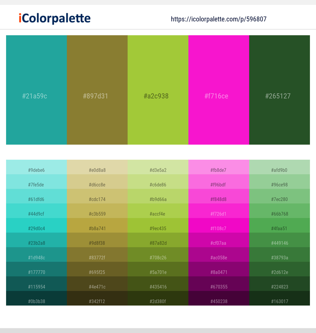 Eastern Blue – Pesto – Atlantis – Shocking Pink – Tom Thumb Color scheme