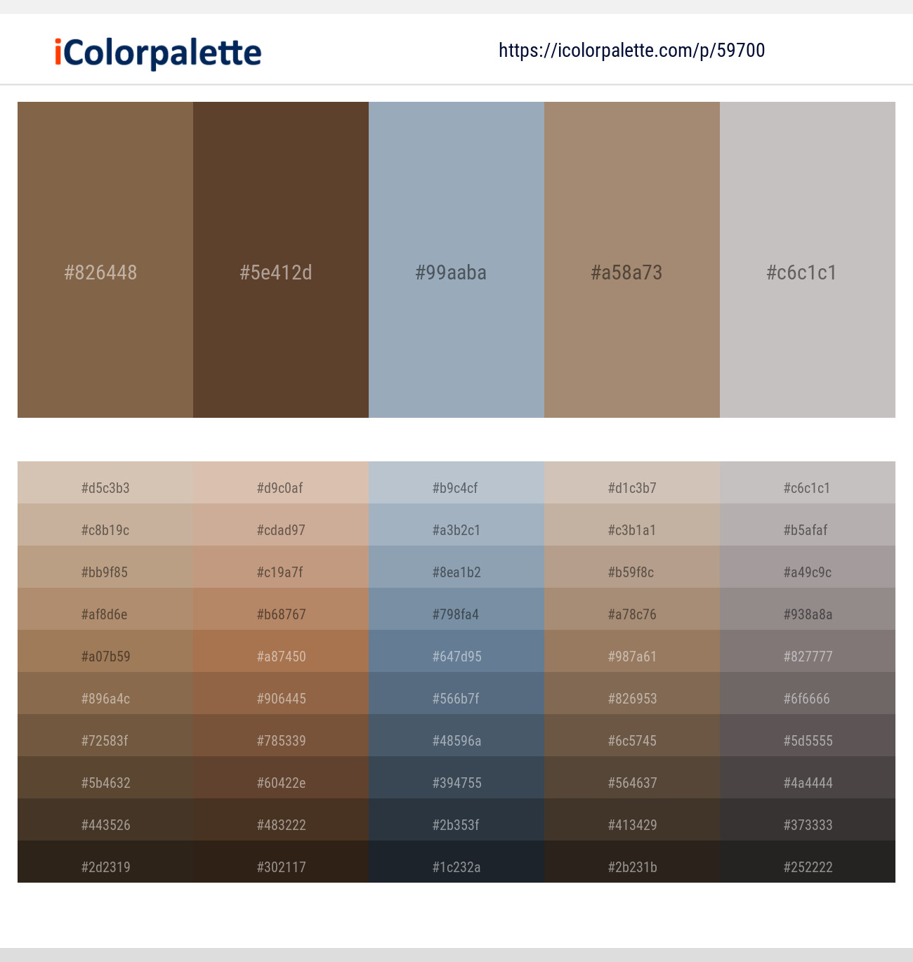 Shadow – Quincy – Gull Gray – Donkey Brown – Silver Color scheme
