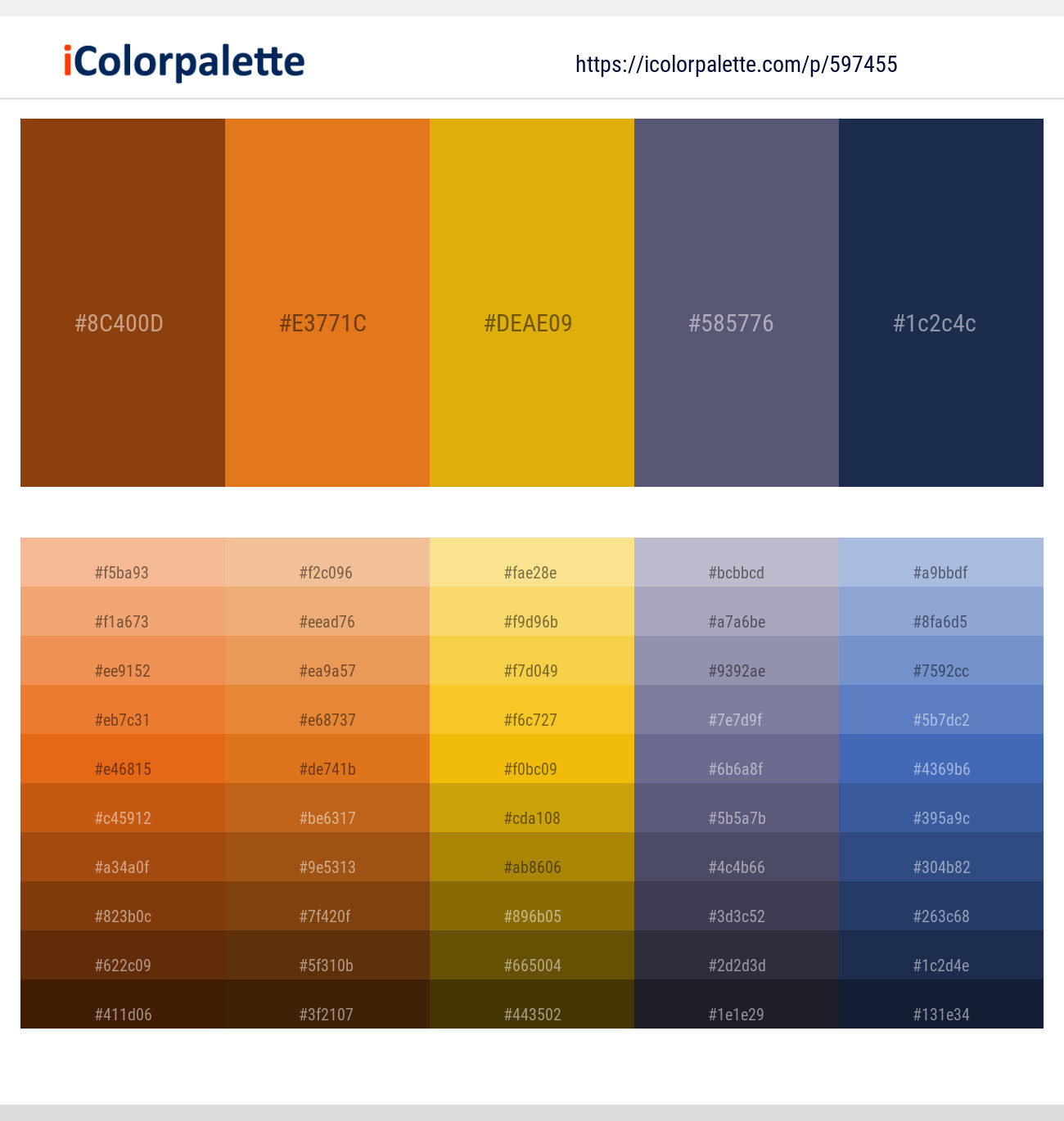 Korma – Zest – Galliano – Comet – Cloud Burst Color scheme