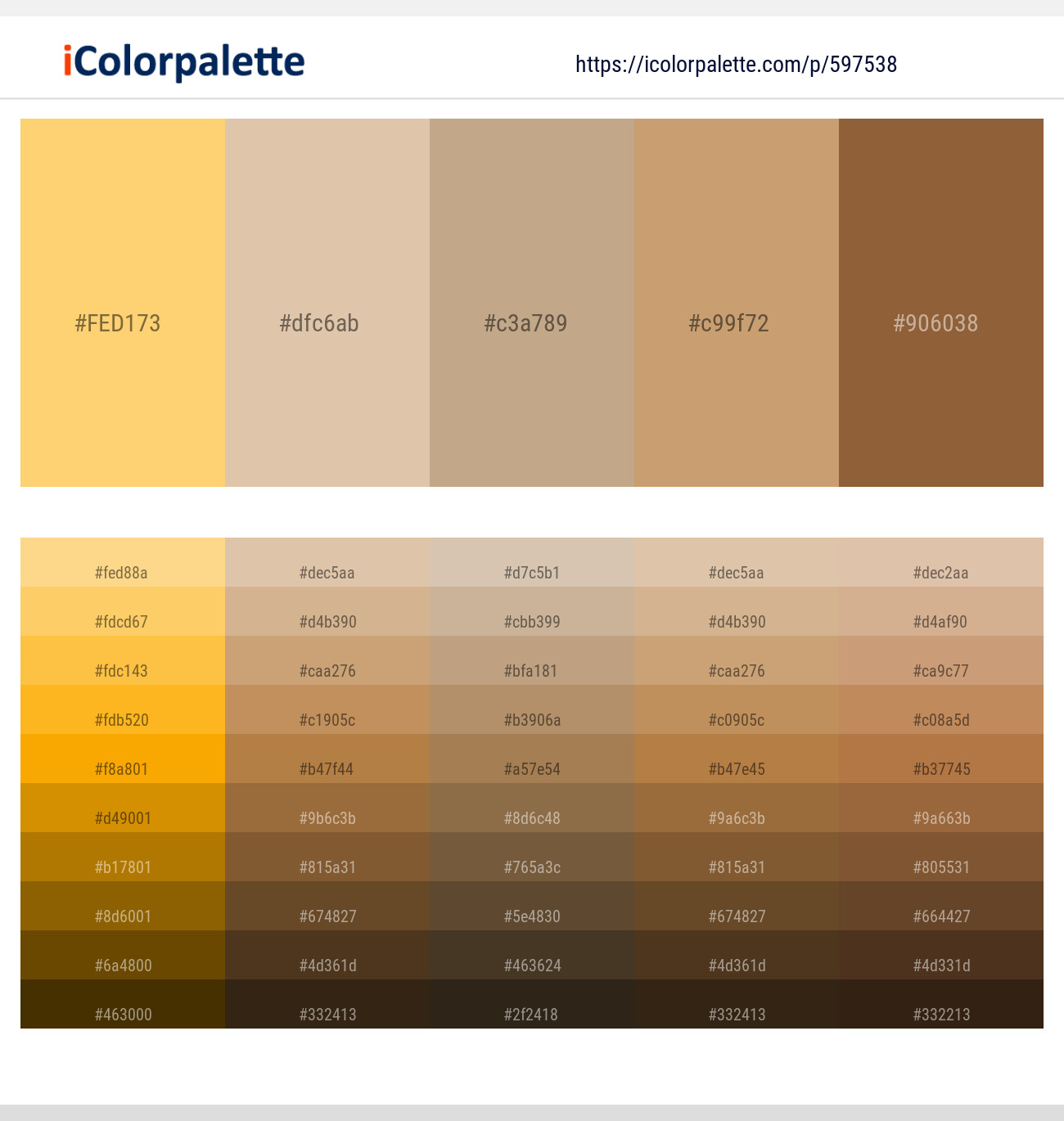 Goldenrod – Akaroa – Indian Khaki – Whiskey – Potters Clay Color scheme