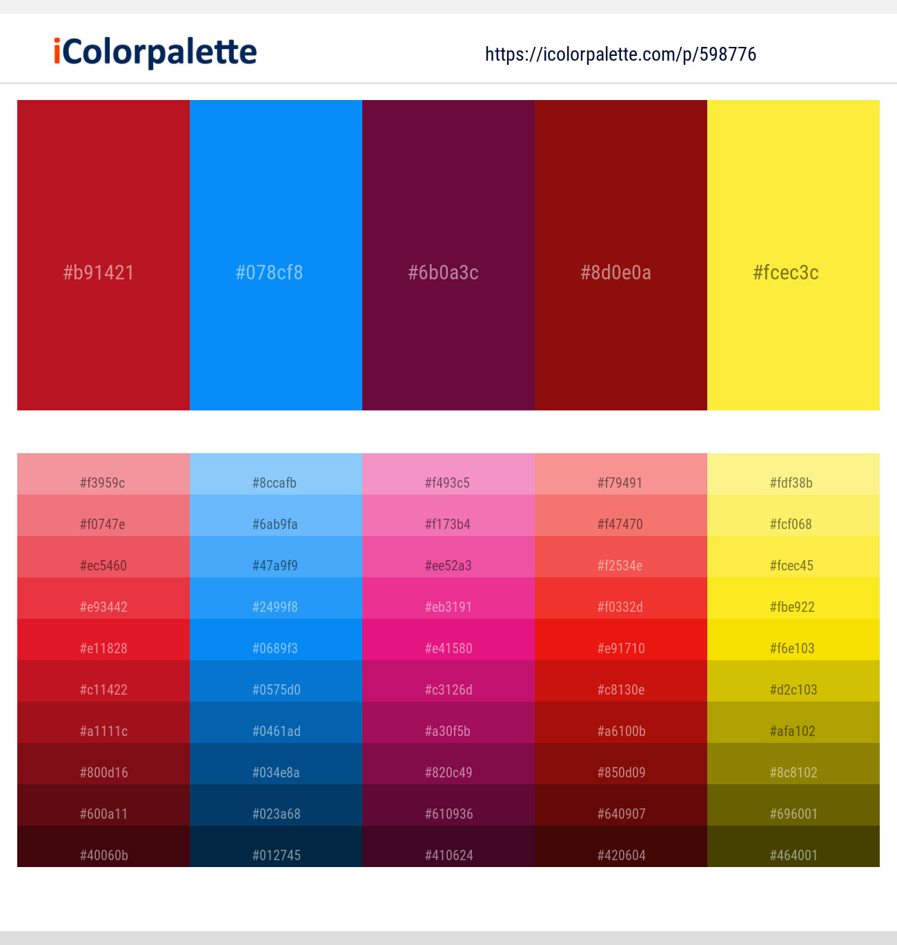 Shiraz – Azure Radiance – Mulberry Wood – Totem Pole – Golden Fizz Color scheme