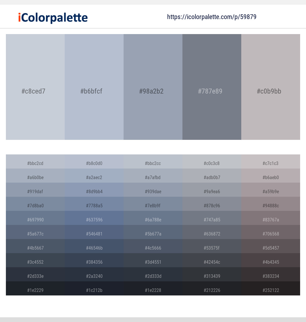 Ghost – Heather – Gull Gray – Raven – Pink Swan Color scheme