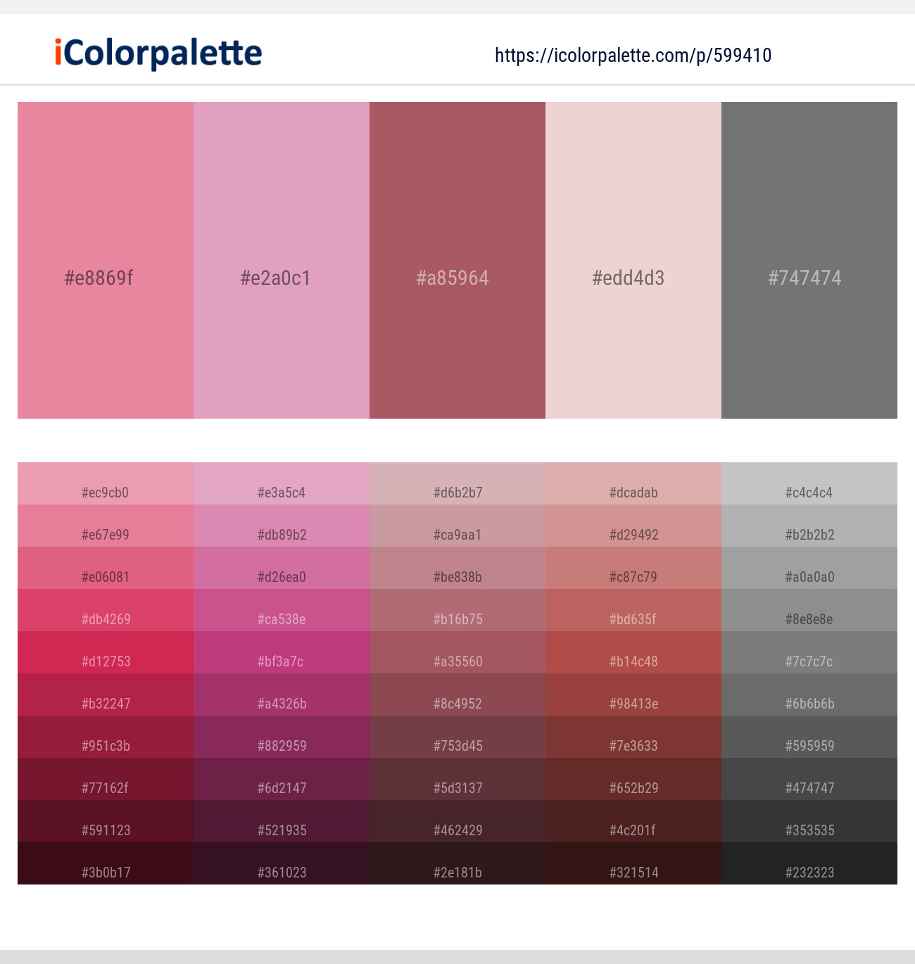 Carissma – Kobi – Cadillac – Oyster Pink – Boulder Color scheme