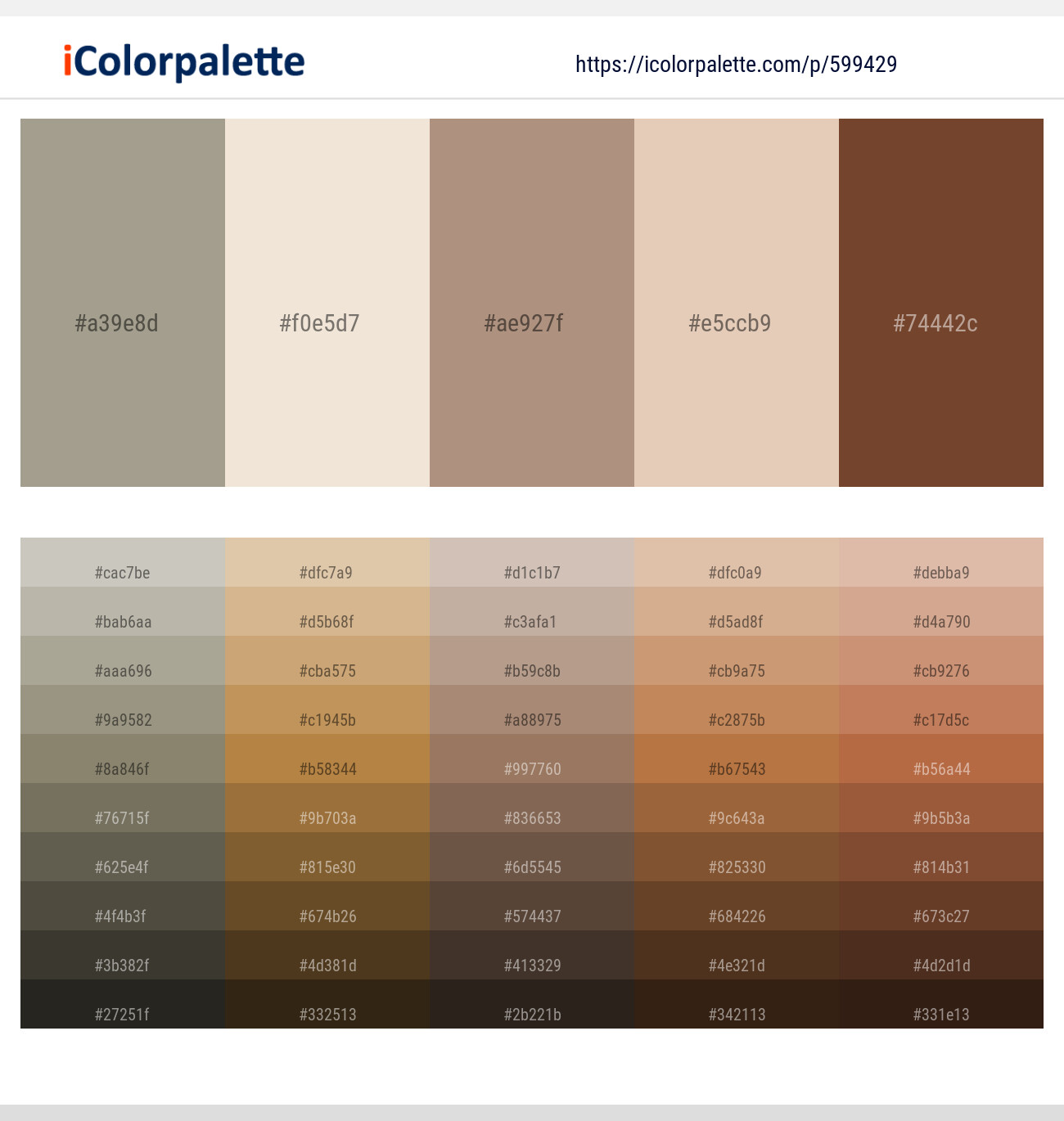 Gray Olive – Parchment – Sandrift – Bone – Old Copper Color scheme