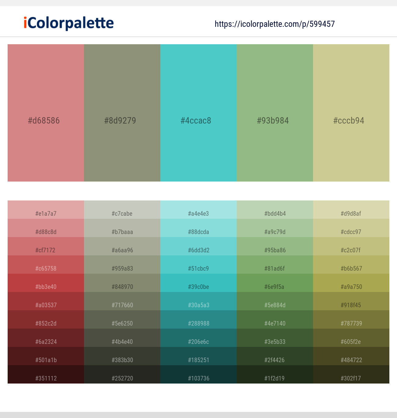 Puce – Bitter – Fountain Blue – Olivine – Pine Glade Color scheme
