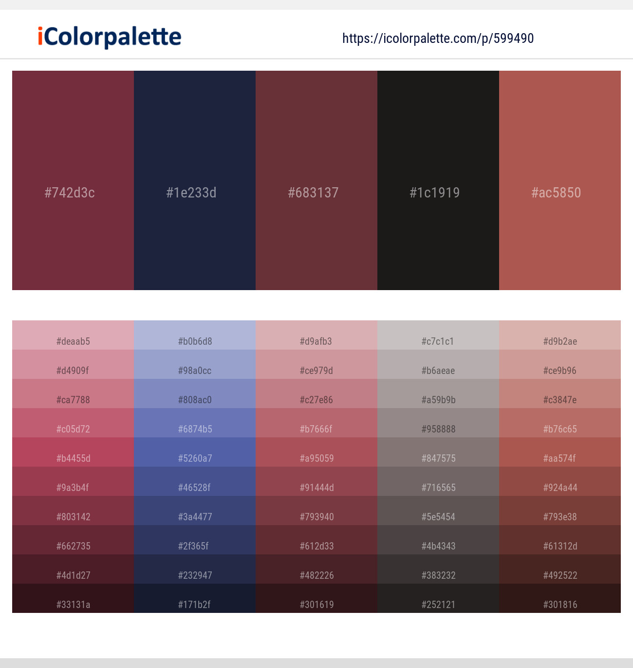 Solid Pink – Ebony Clay – Buccaneer – Cod Gray – Matrix Color scheme