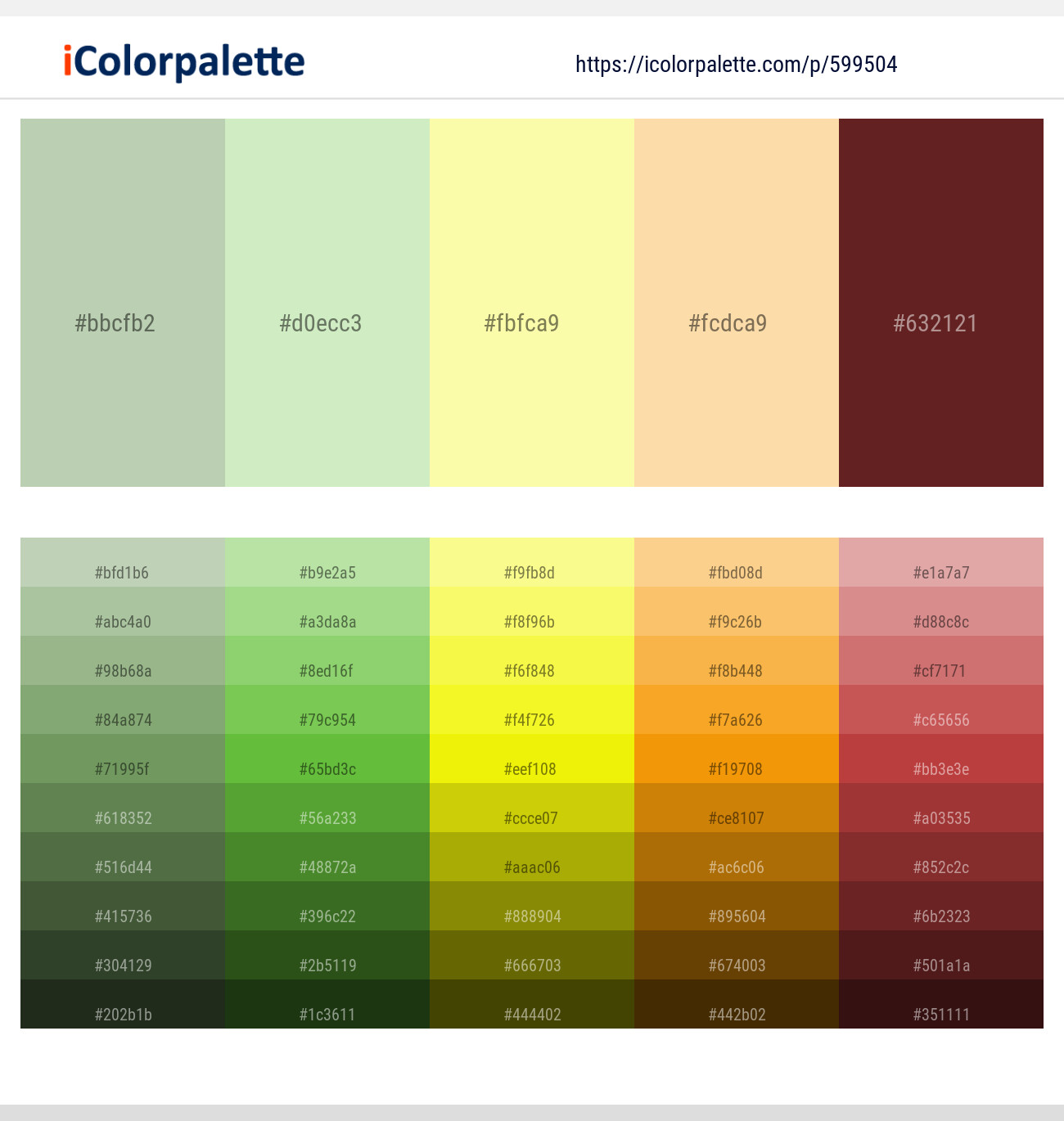 Pale Leaf – Tea Green – Drover – Peach Yellow – Persian Plum Color scheme