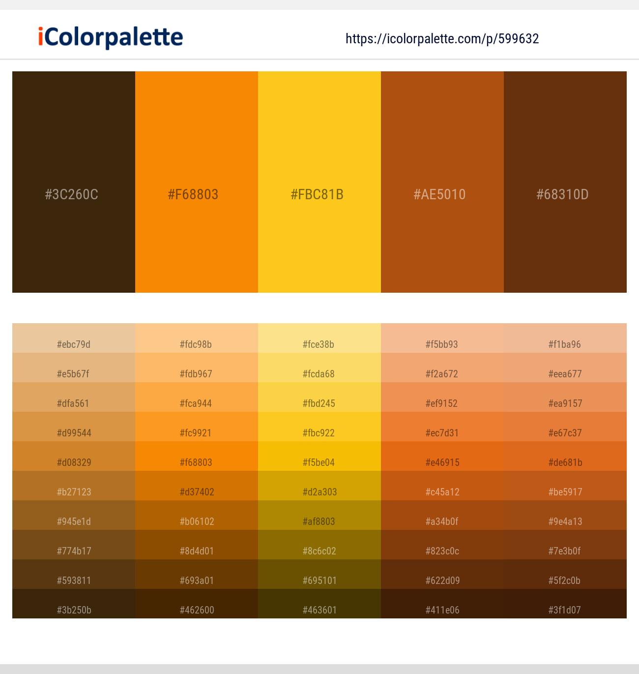 Bronze – Tangerine – Lightning Yellow – Fiery Orange – Hairy Heath Color scheme