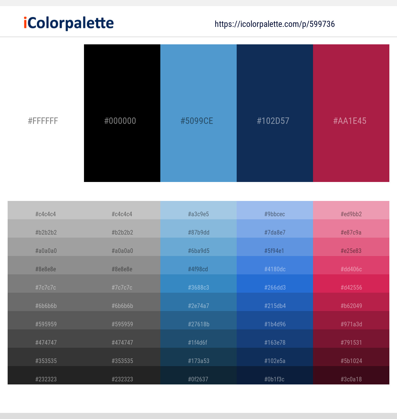 White – Black – Danube – Blue Zodiac – Maroon Flush Color scheme