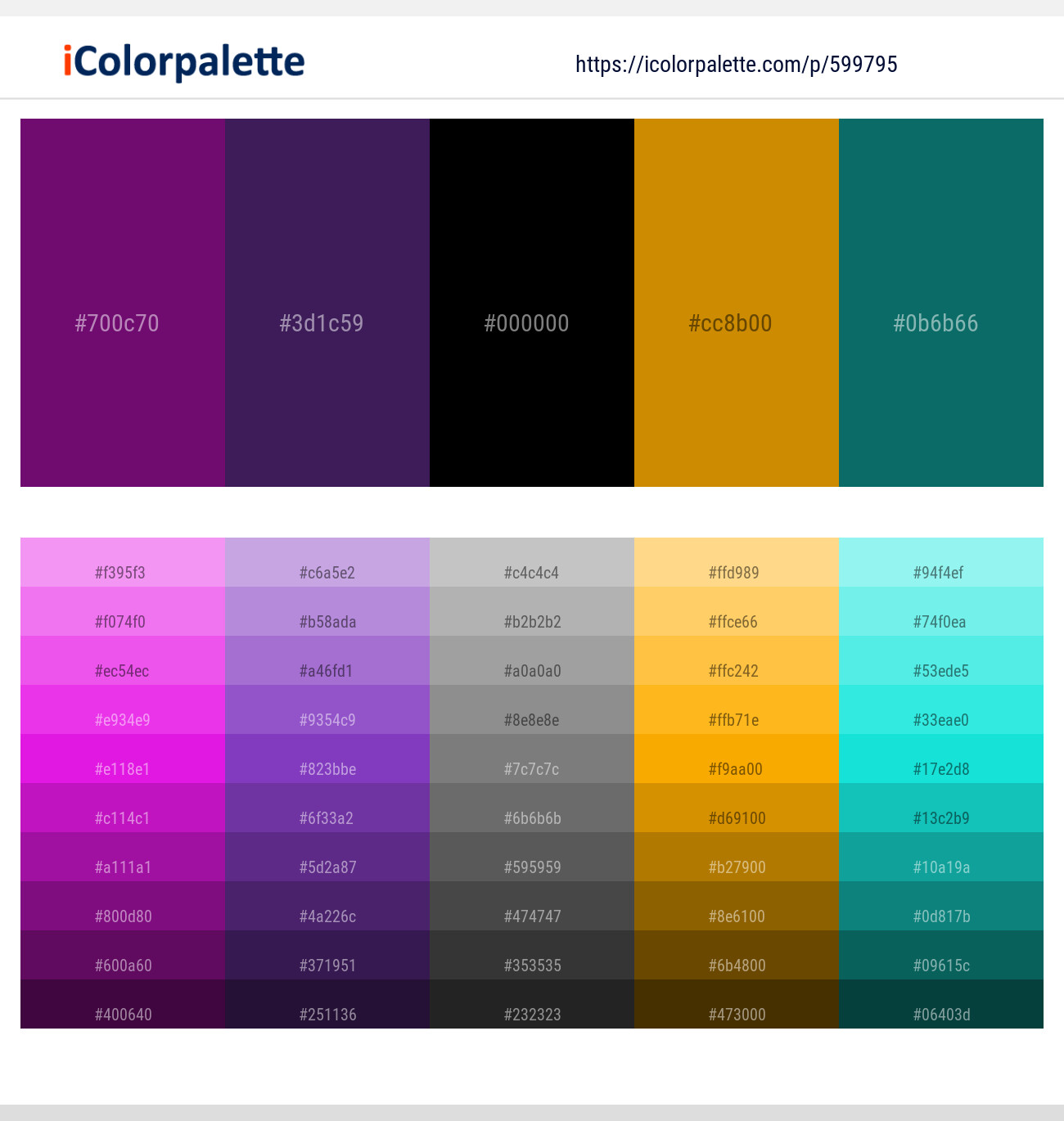 Cardinal Pink – Grape – Black – Pirate Gold – Atoll Color scheme