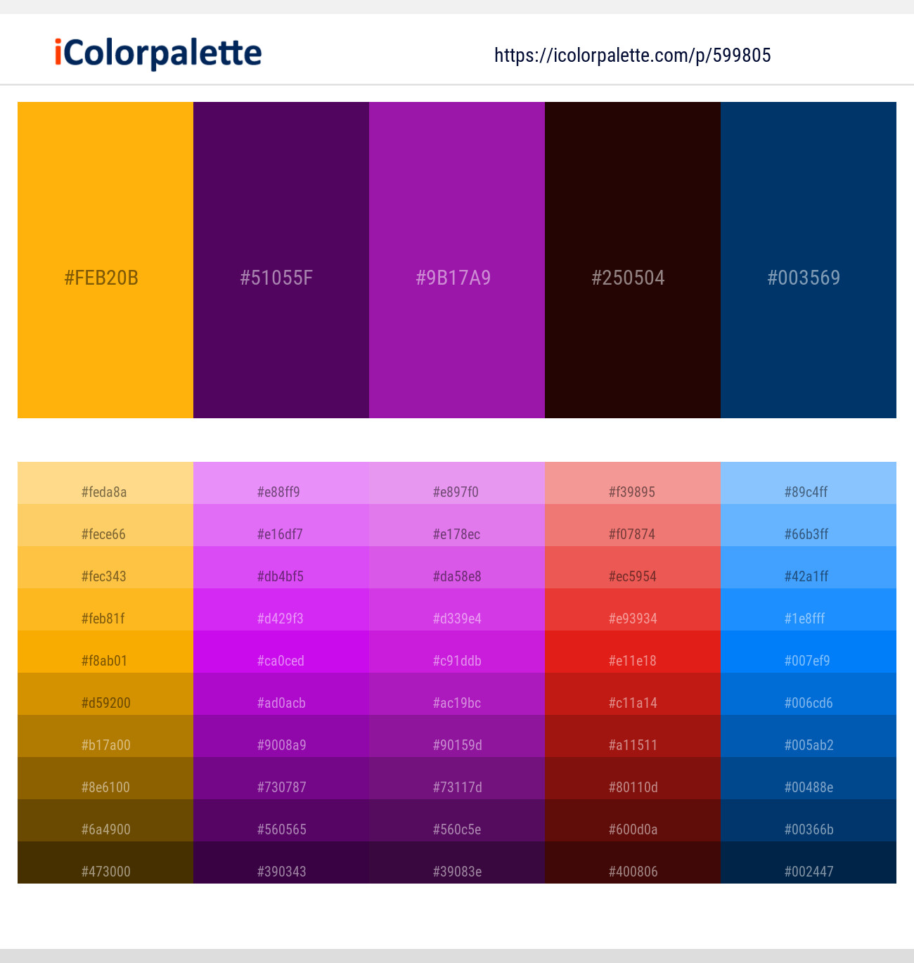 Sun – Clairvoyant – Violet Eggplant – Sepia Black – Midnight Blue Color scheme