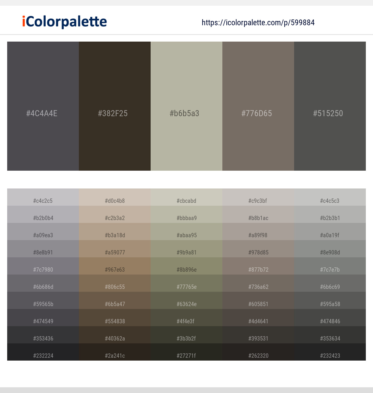Ship Gray – Birch – Taupe Gray – Sandstone – Cabbage Pont Color scheme