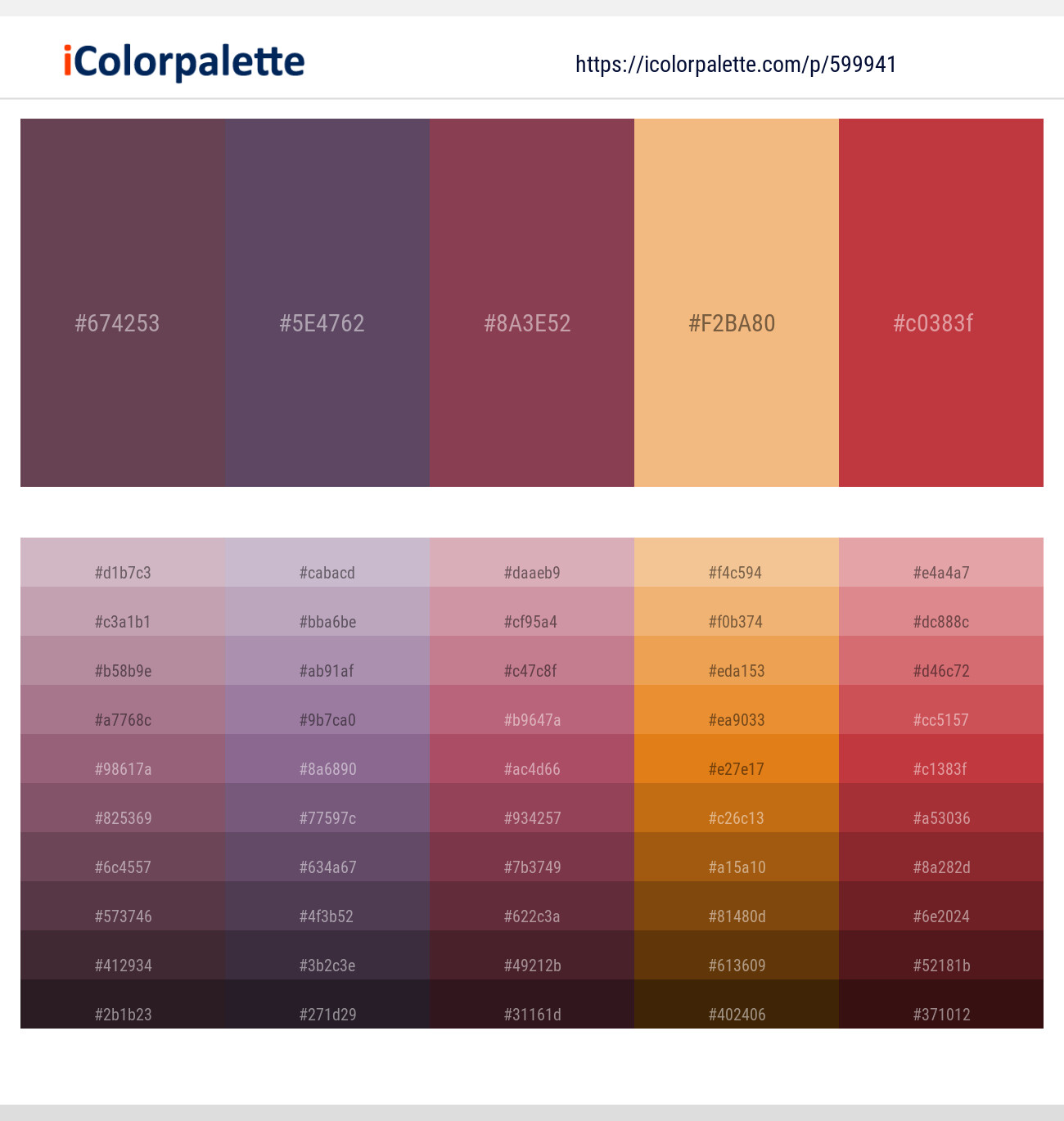 Eggplant – Mortar – Camelot – Tacao – Flush Mahogany Color scheme