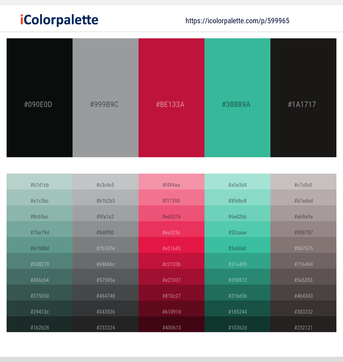 Aztec – Oslo Gray – Cardinal – Keppel – Cod Gray Color scheme