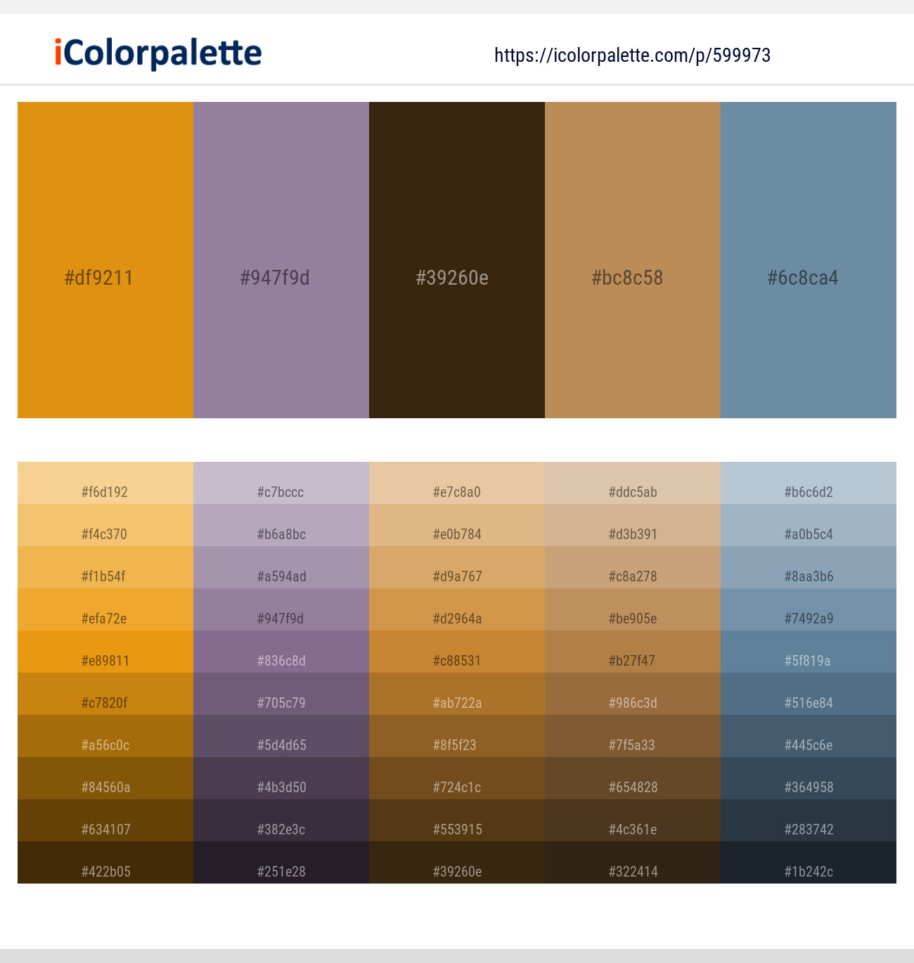 Dixie – Mamba – Brown Tumbleweed – Muddy Waters – Bermuda Gray Color scheme